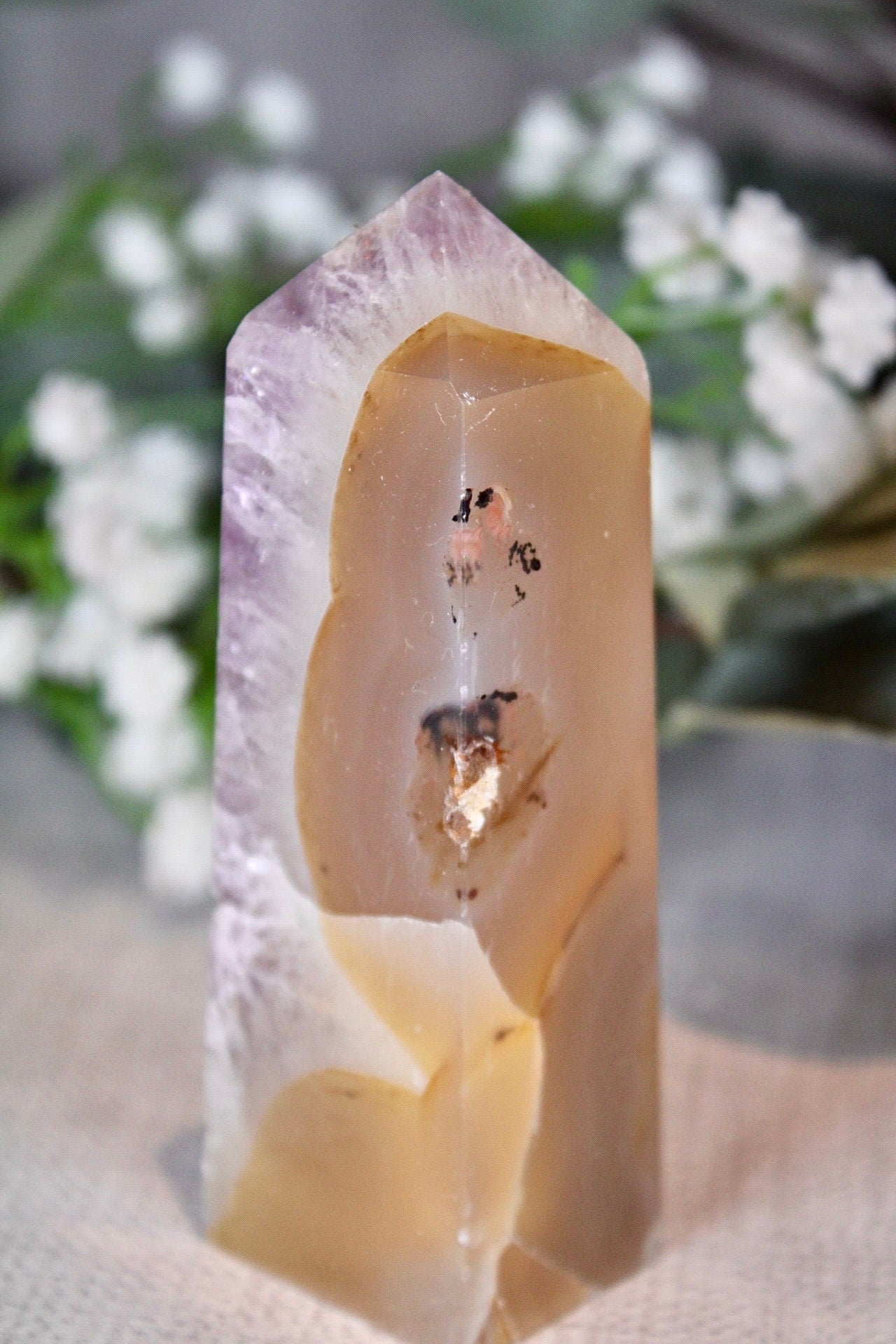 Amethyst agate 4 sided tower