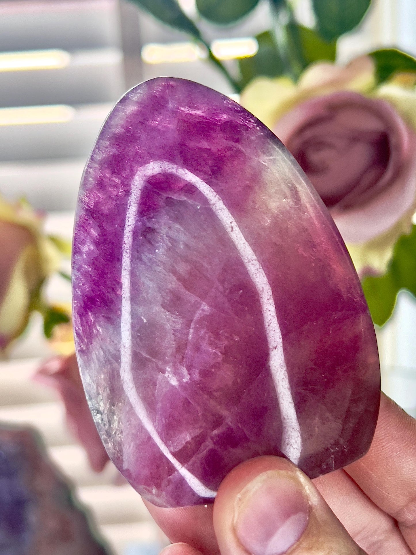 Purple & green watermelon fluorite Freeform 205g