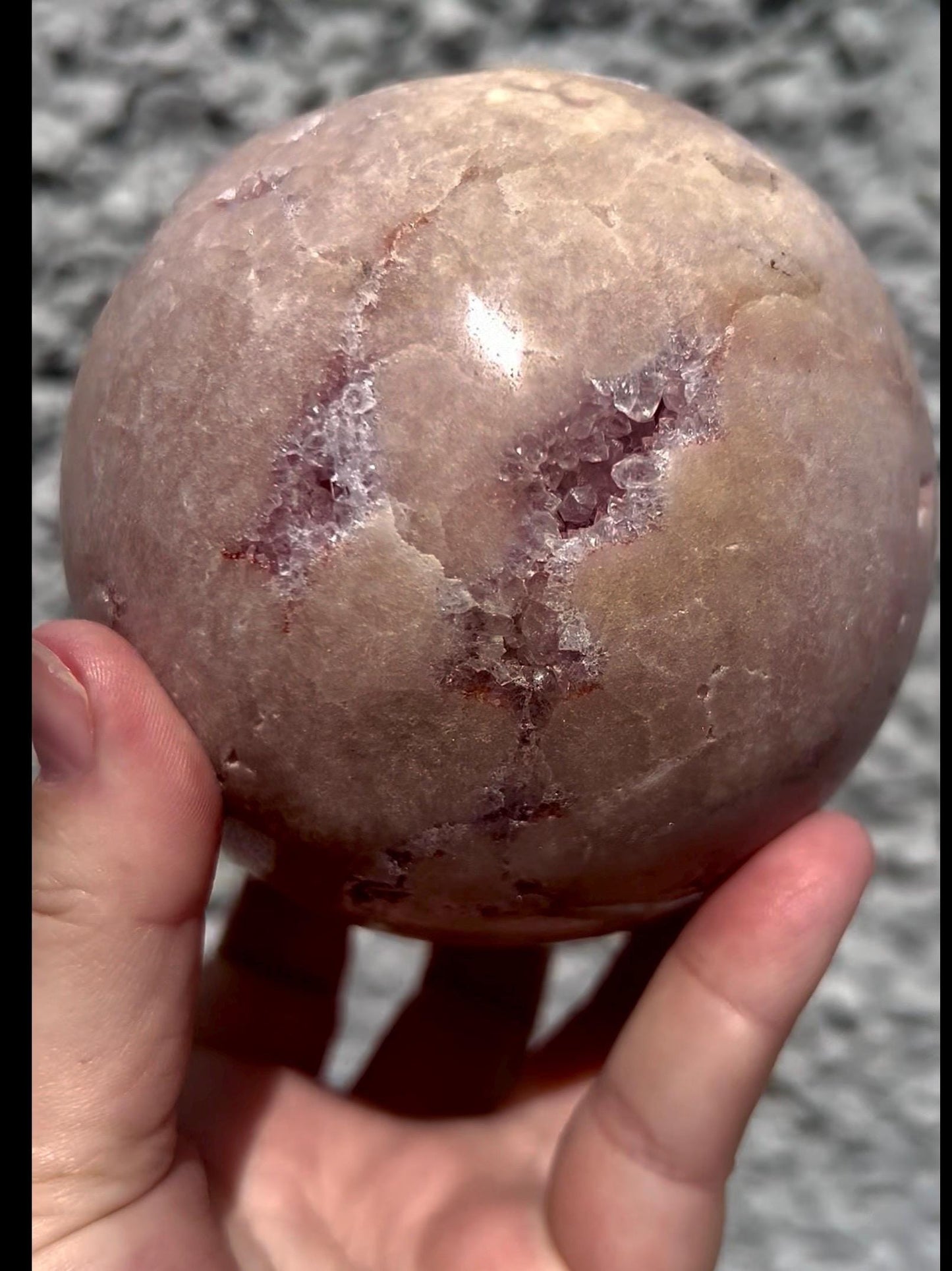 large, statement pink amethyst sphere 1.240kg
