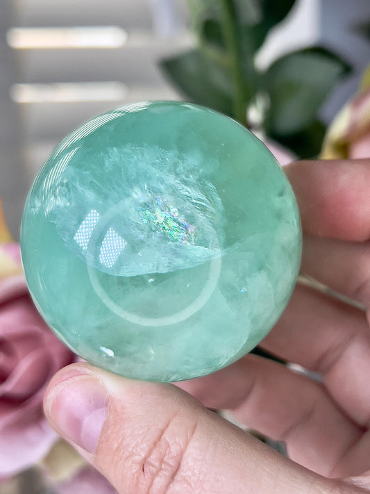 High grade, green fluorite sphere 240g
