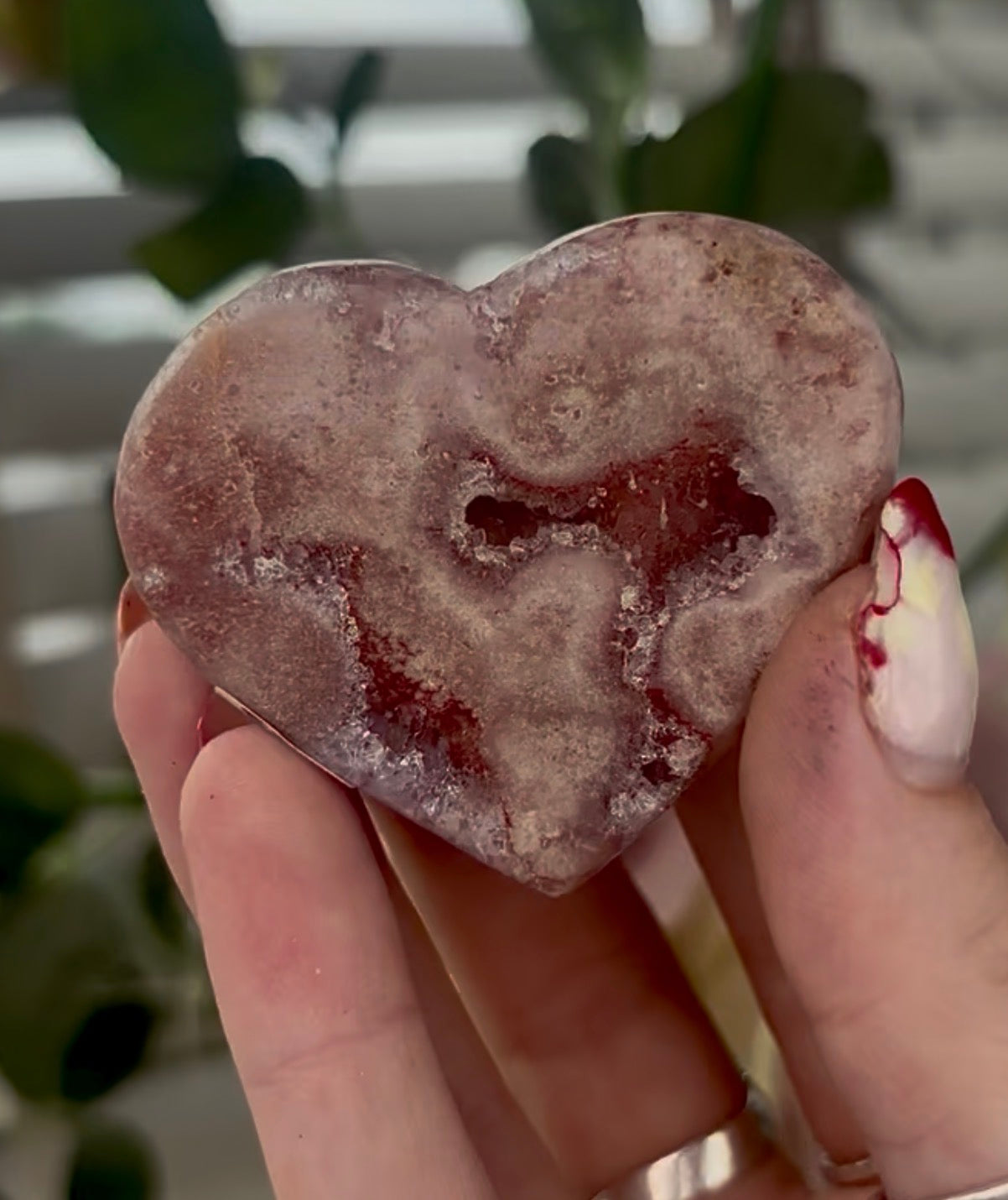Mini pink amethyst heart - comes with stand