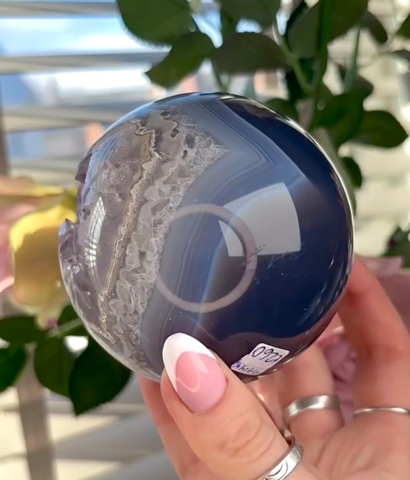 Gorgeous, high grade, blue banded, amethyst, agate sphere