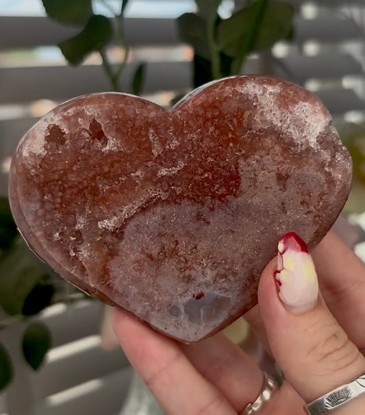 Beautiful pink amethyst heart - comes with stand (9.5cm)