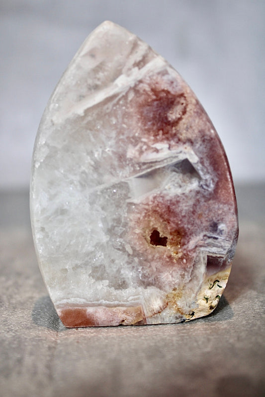 High quality, pink amethyst with quartz & rutile from Brazil 240g 9cm (h) 6cm (w)