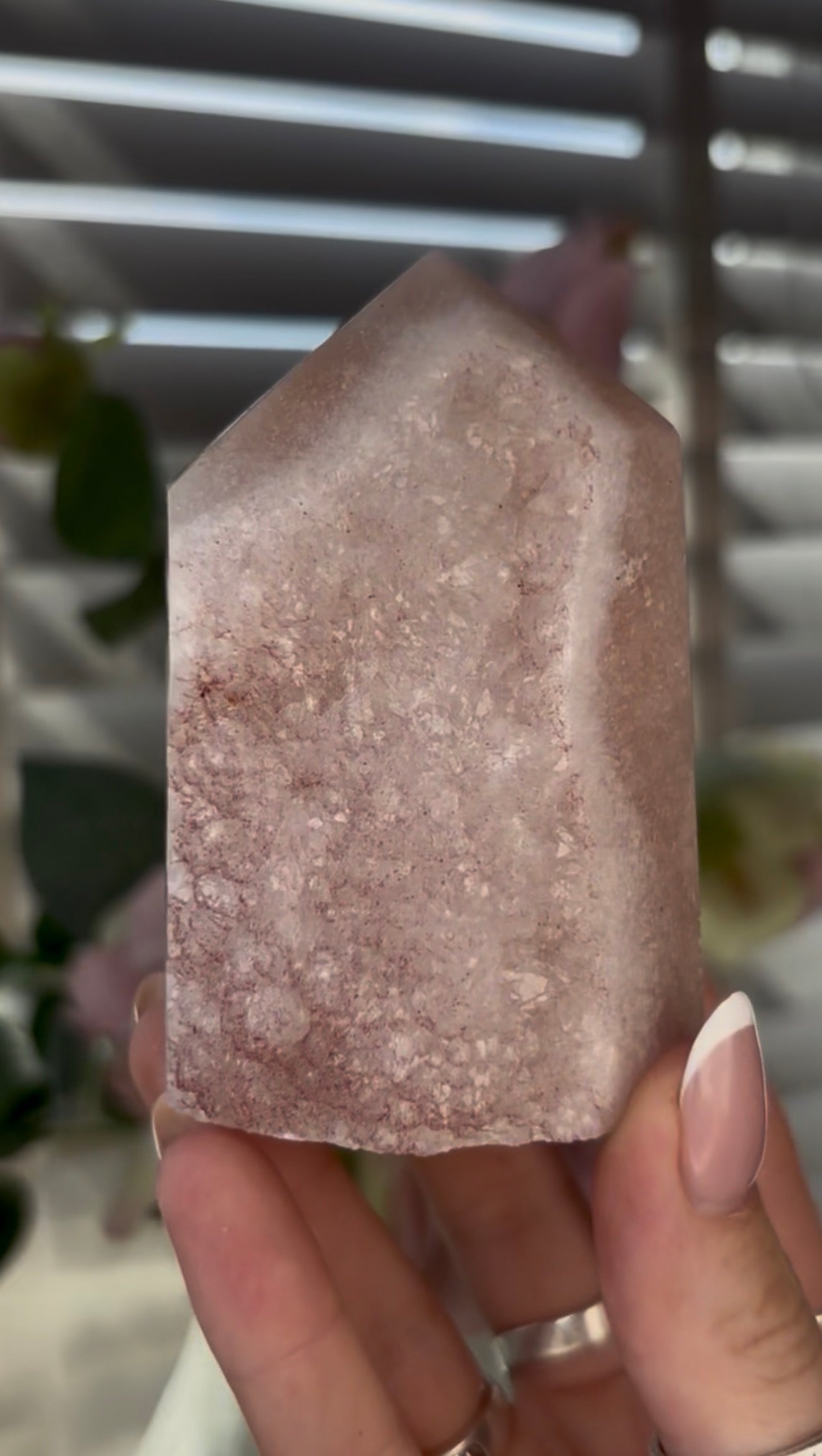 Beautiful, chunky Pink amethyst tower 8.7cm(h) by 5.5cm(w)