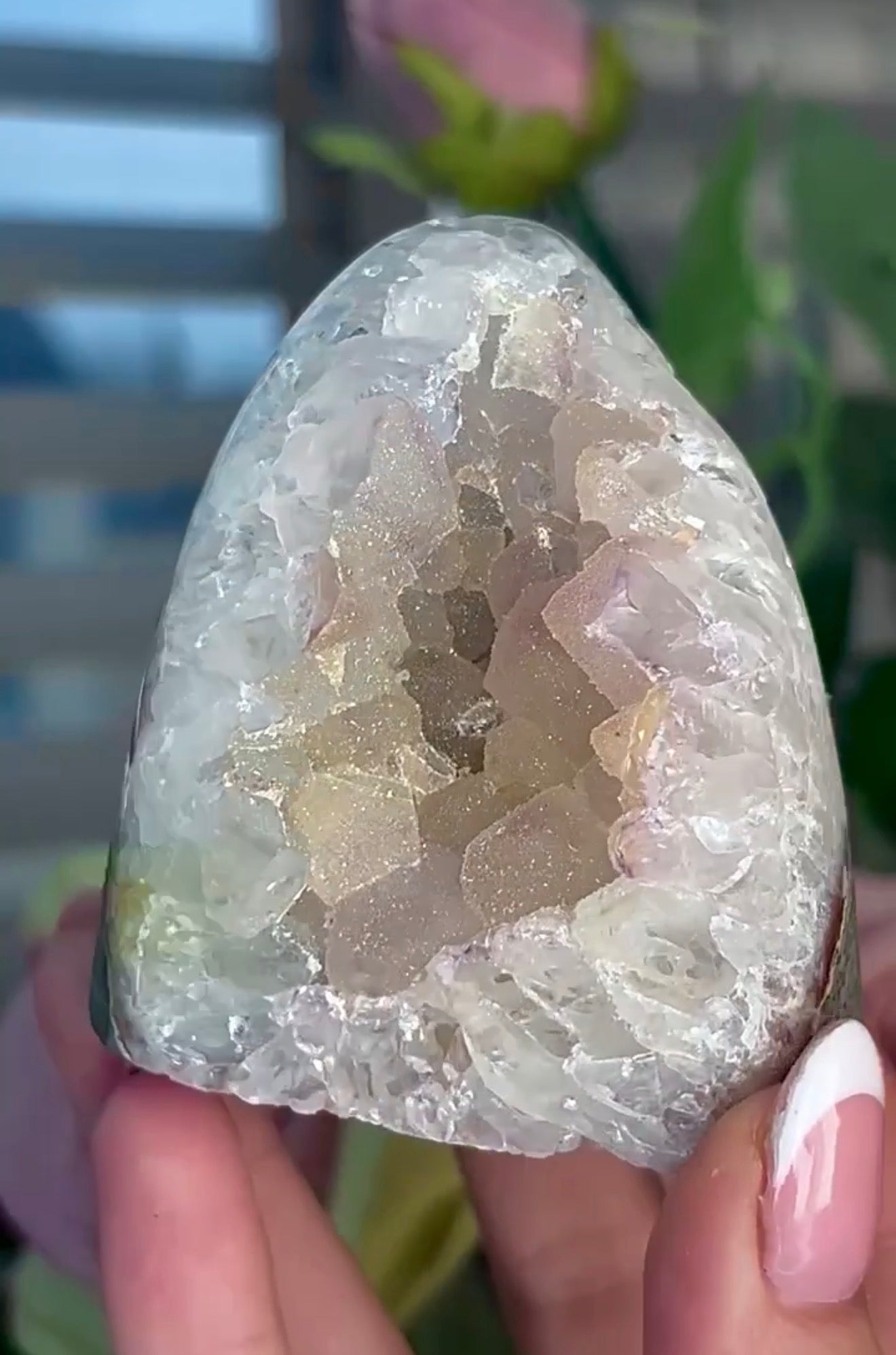Hugh quality, light Lemon, sugar, Rainbow amethyst cutbase