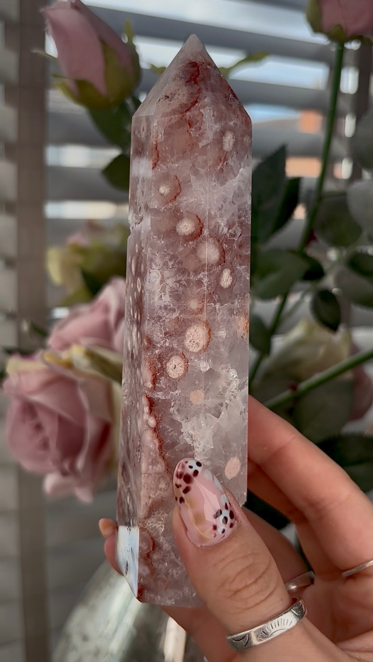 High grade, Amethyst Flower agate tower