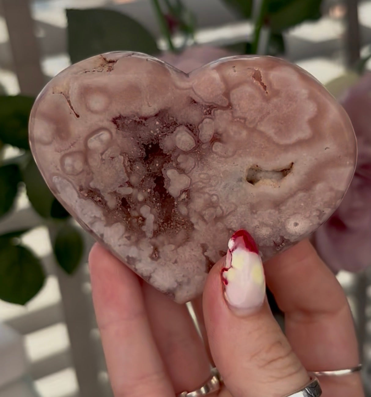 pink amethyst heart - comes with stand8.5cm