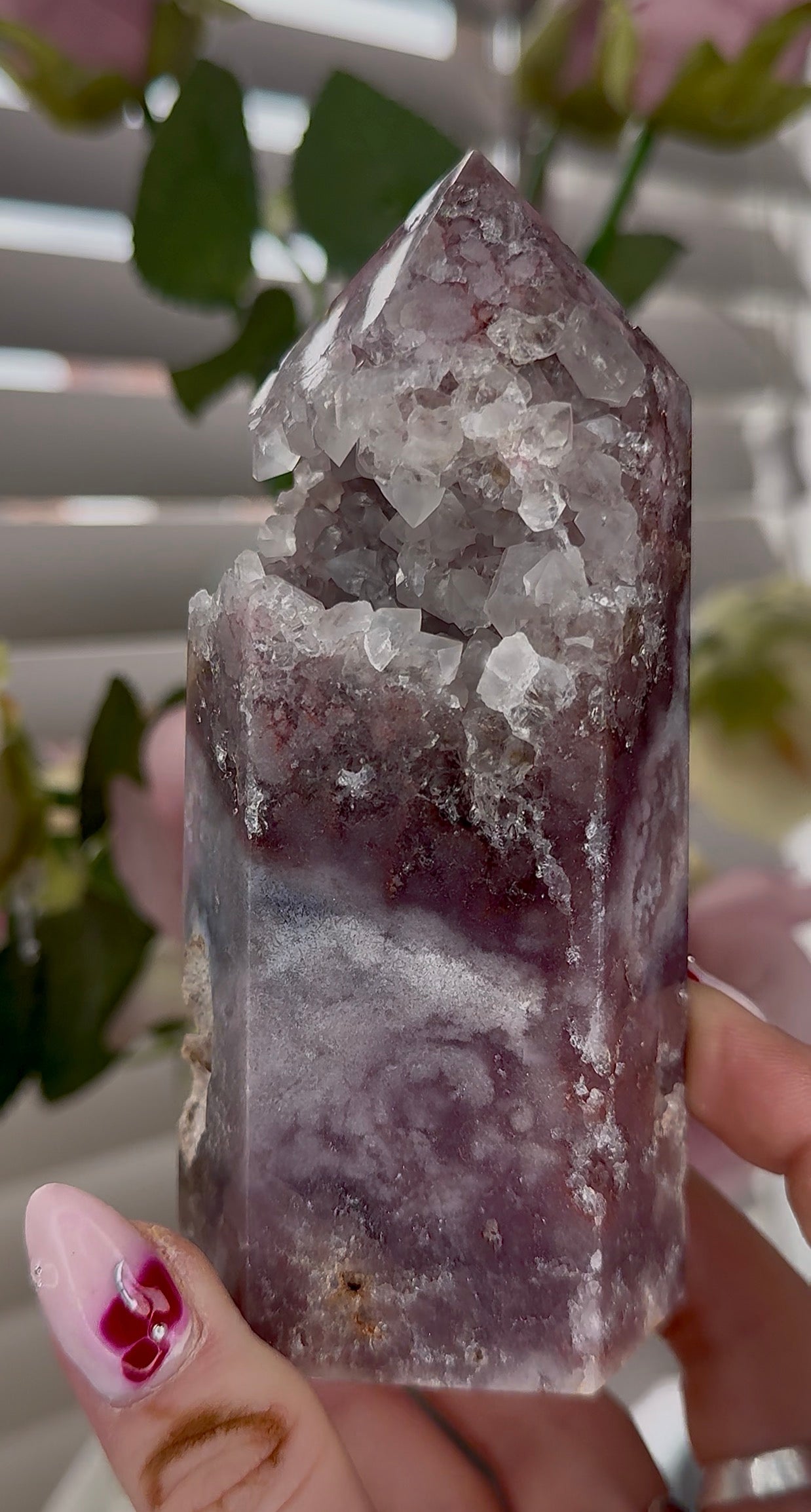 High quality Pink amethyst tower 12.5(h) 5.5cm(w)