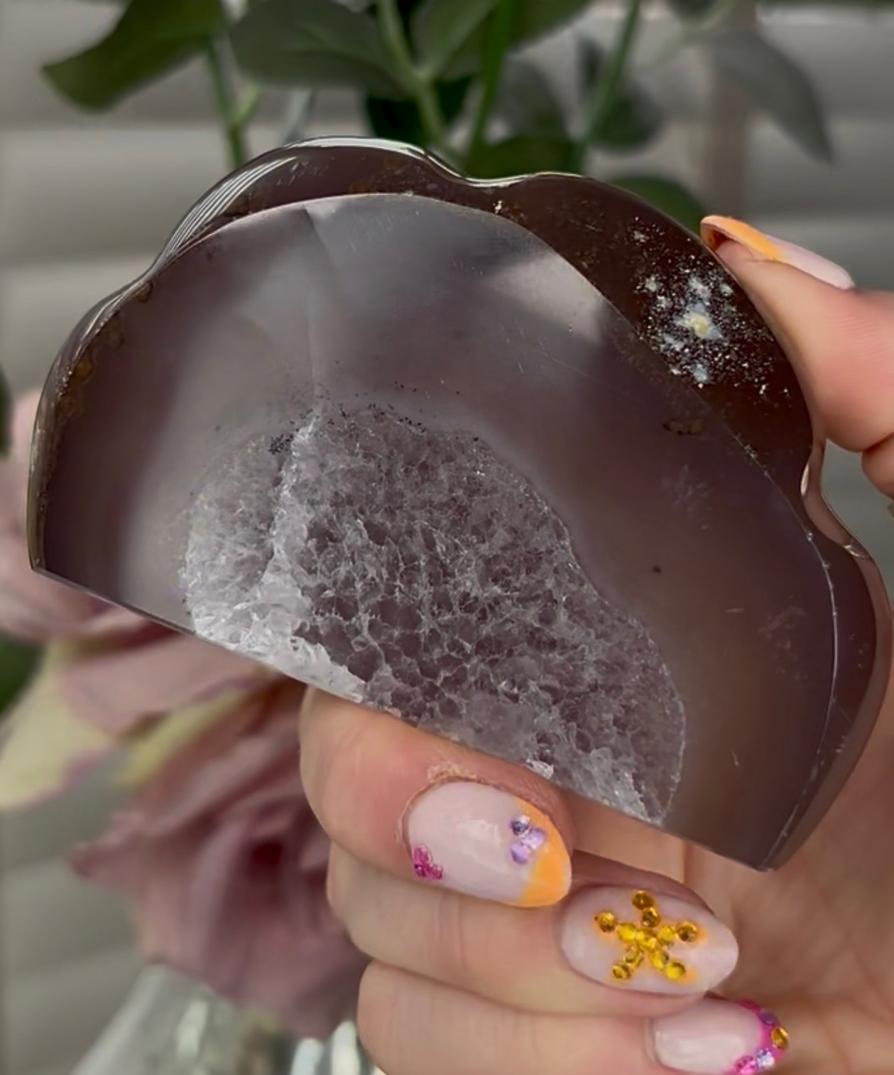 Beautiful, high grade, agate cloud with druzy