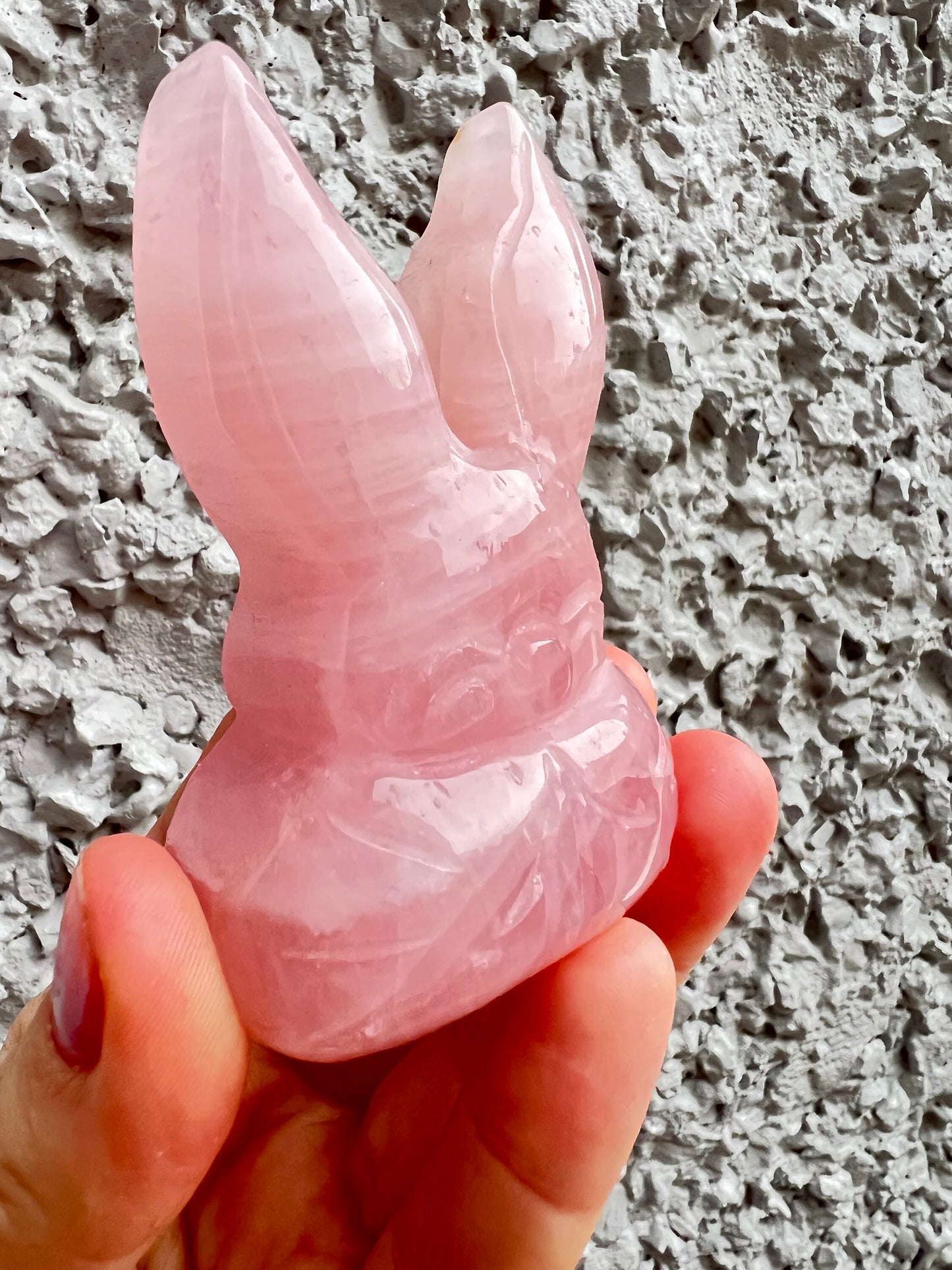 Rose quartz bunny head