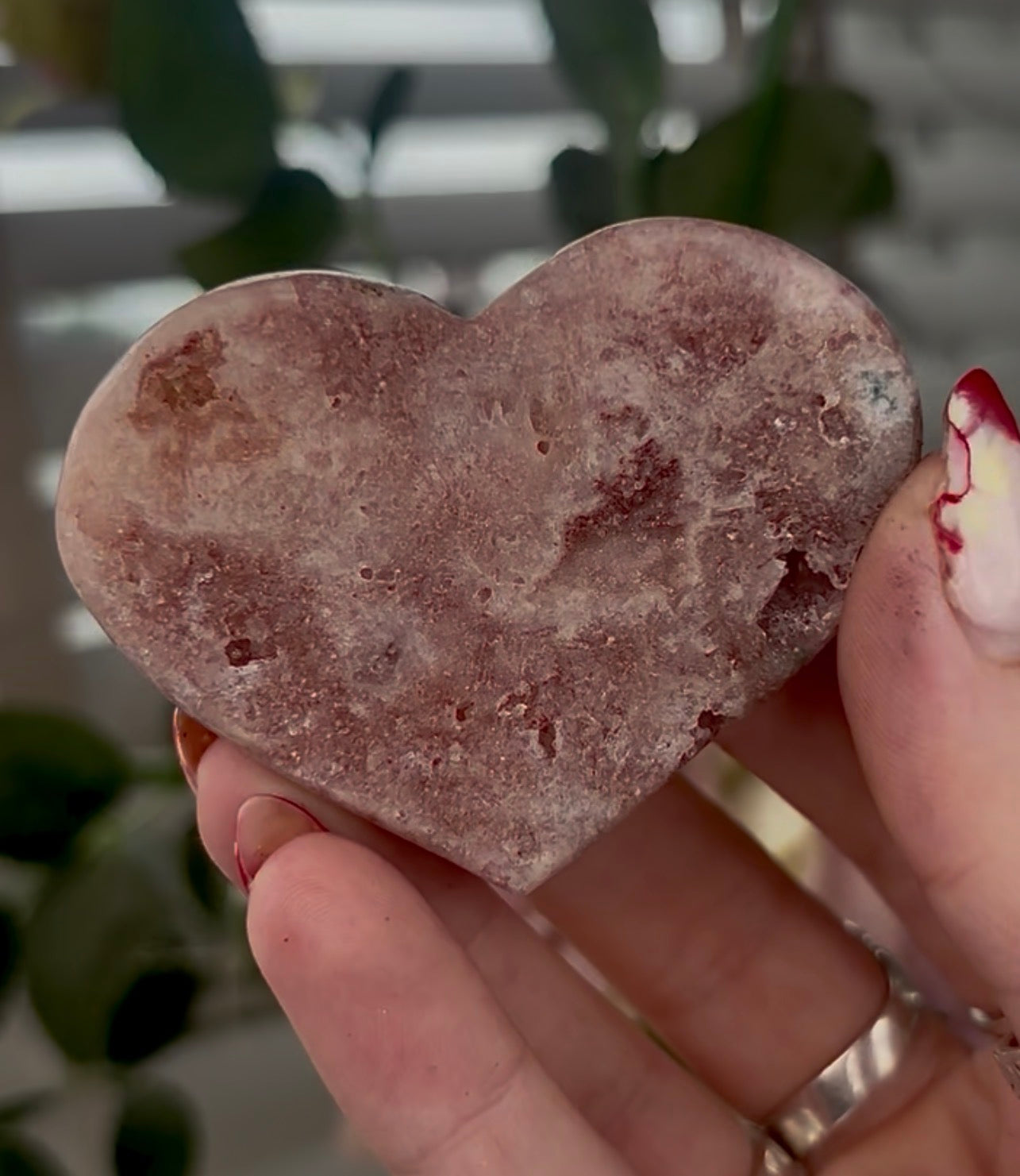 Mini pink amethyst heart - comes with stand