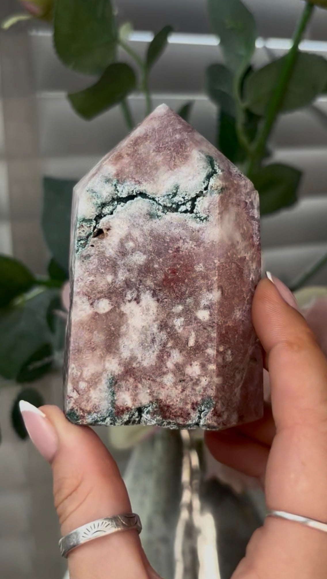 Beautiful, hq, druzy, Pink amethyst tower 9cm(h) by 6cm(w)