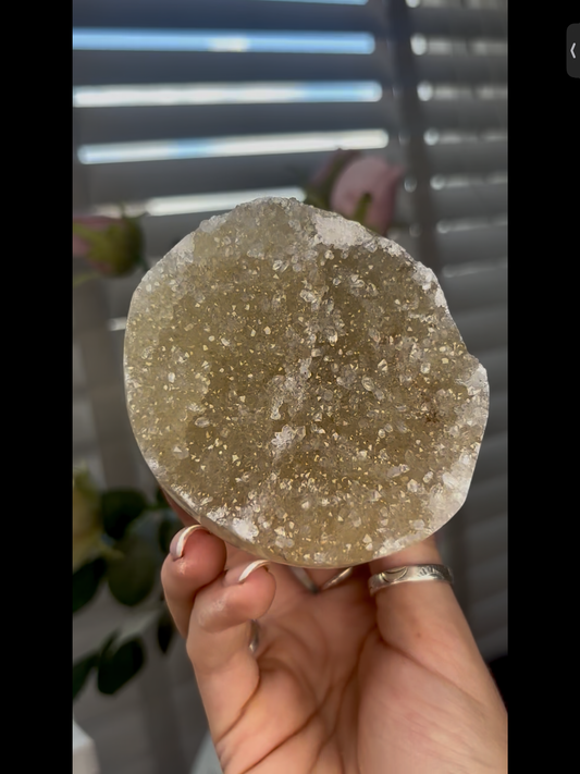 High grade, beautiful, Amethyst agate Freeform/mushroom with green druzy 605g