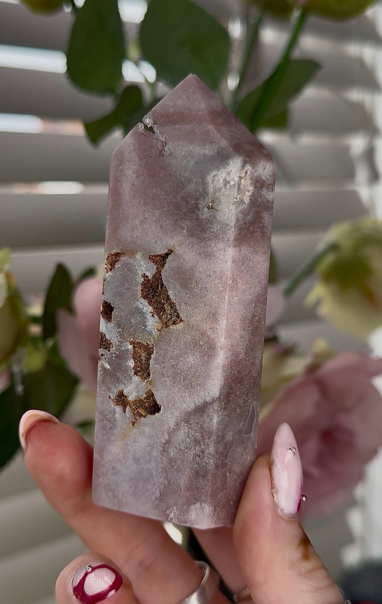 High quality Pink amethyst tower 11cm(h) 4cm(w)