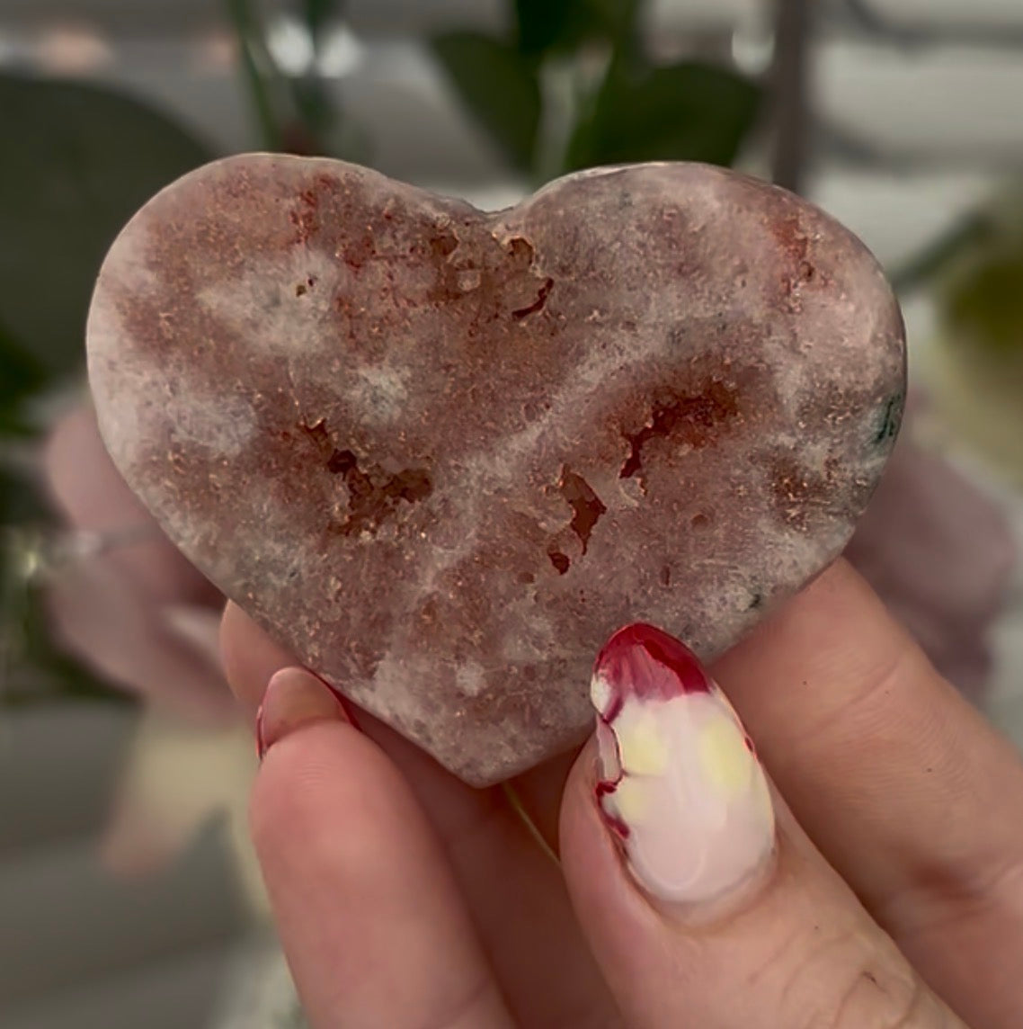 Mini pink amethyst heart - comes with stand
