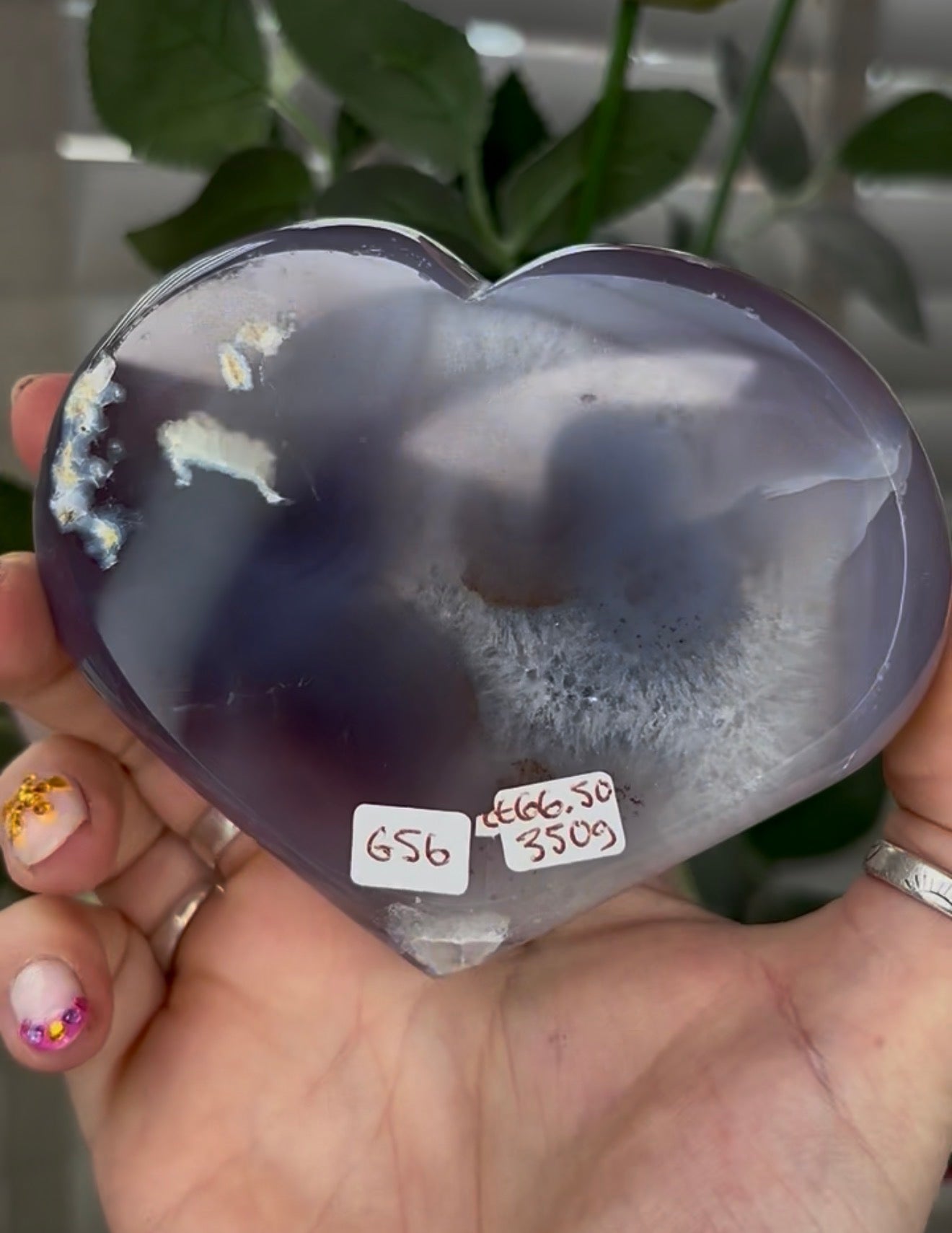 Gorgeous, blue agate heart, with druzy ( I believe this heart is part dyed & part natural) - comes with stand