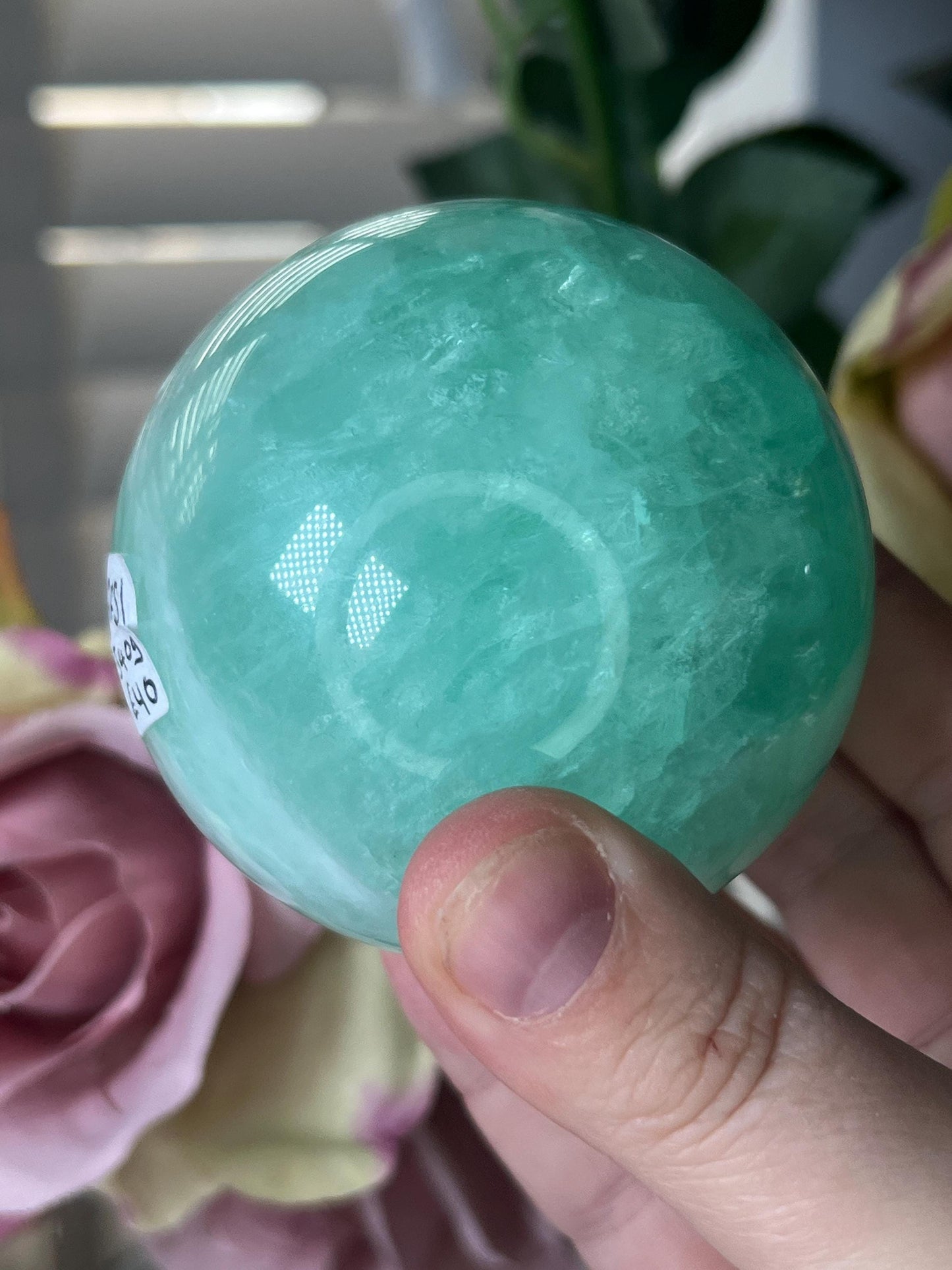 High grade, green fluorite sphere 540g