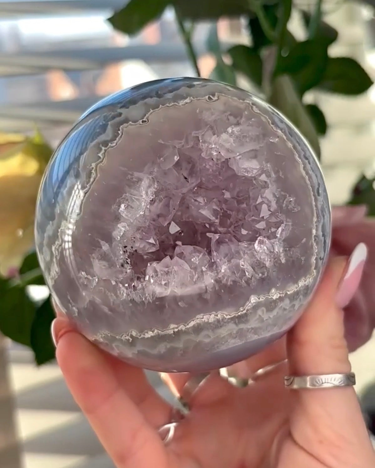 Gorgeous, high grade, blue banded, amethyst, agate sphere