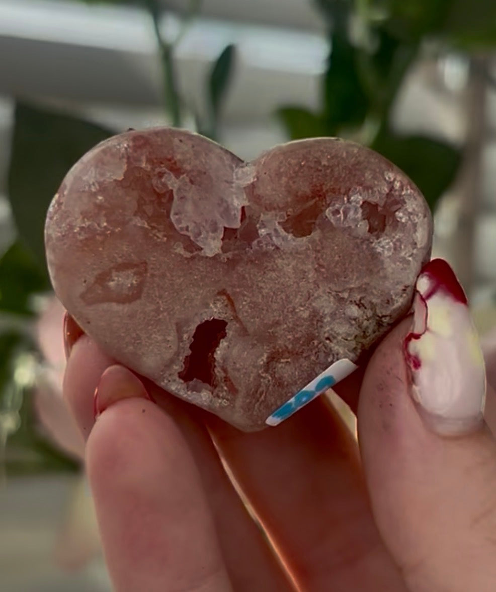 Mini pink amethyst heart - comes with stand