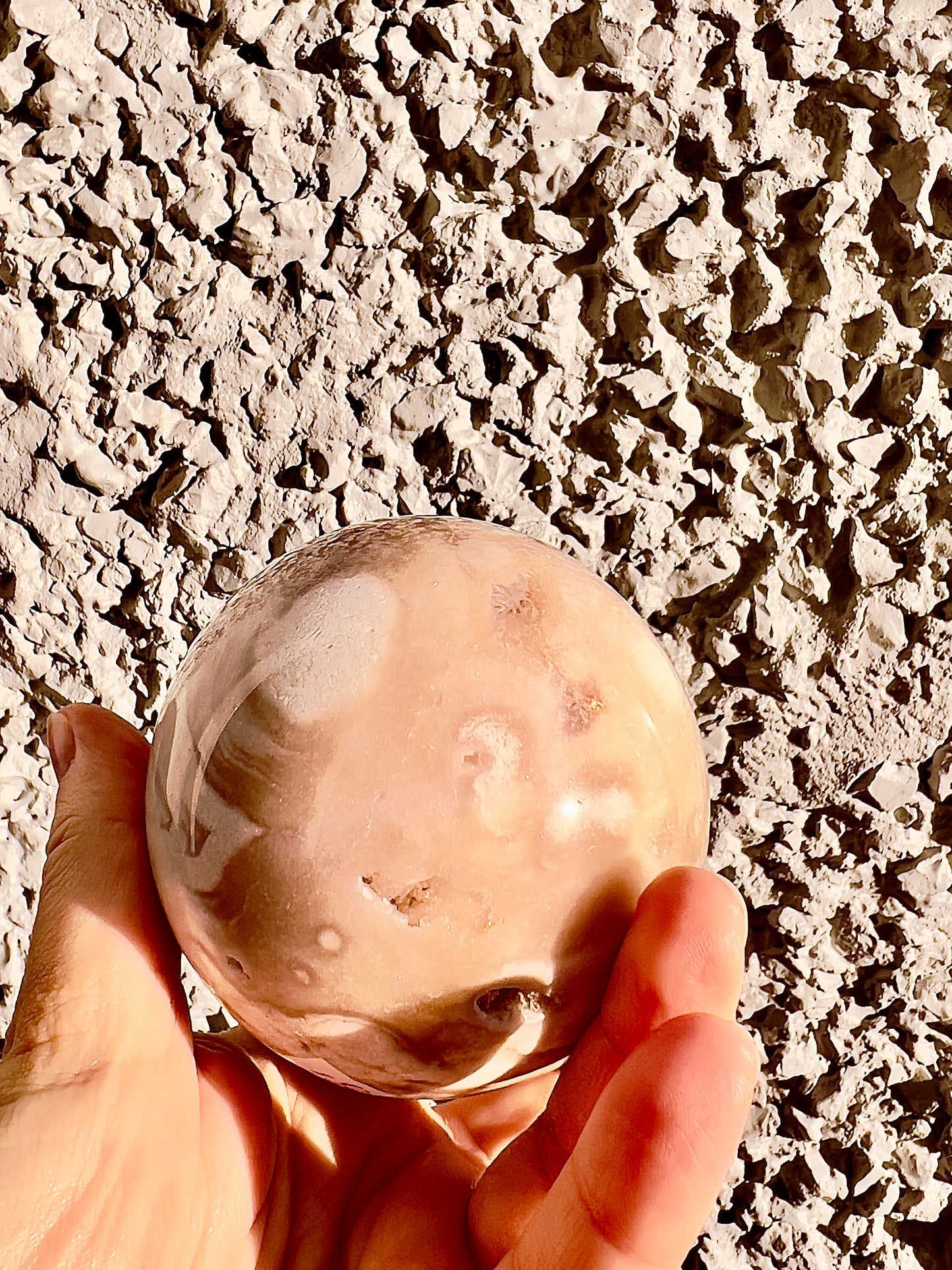 Beautiful, druzy, pink amethyst sphere with lilac druzy 660g 8cm