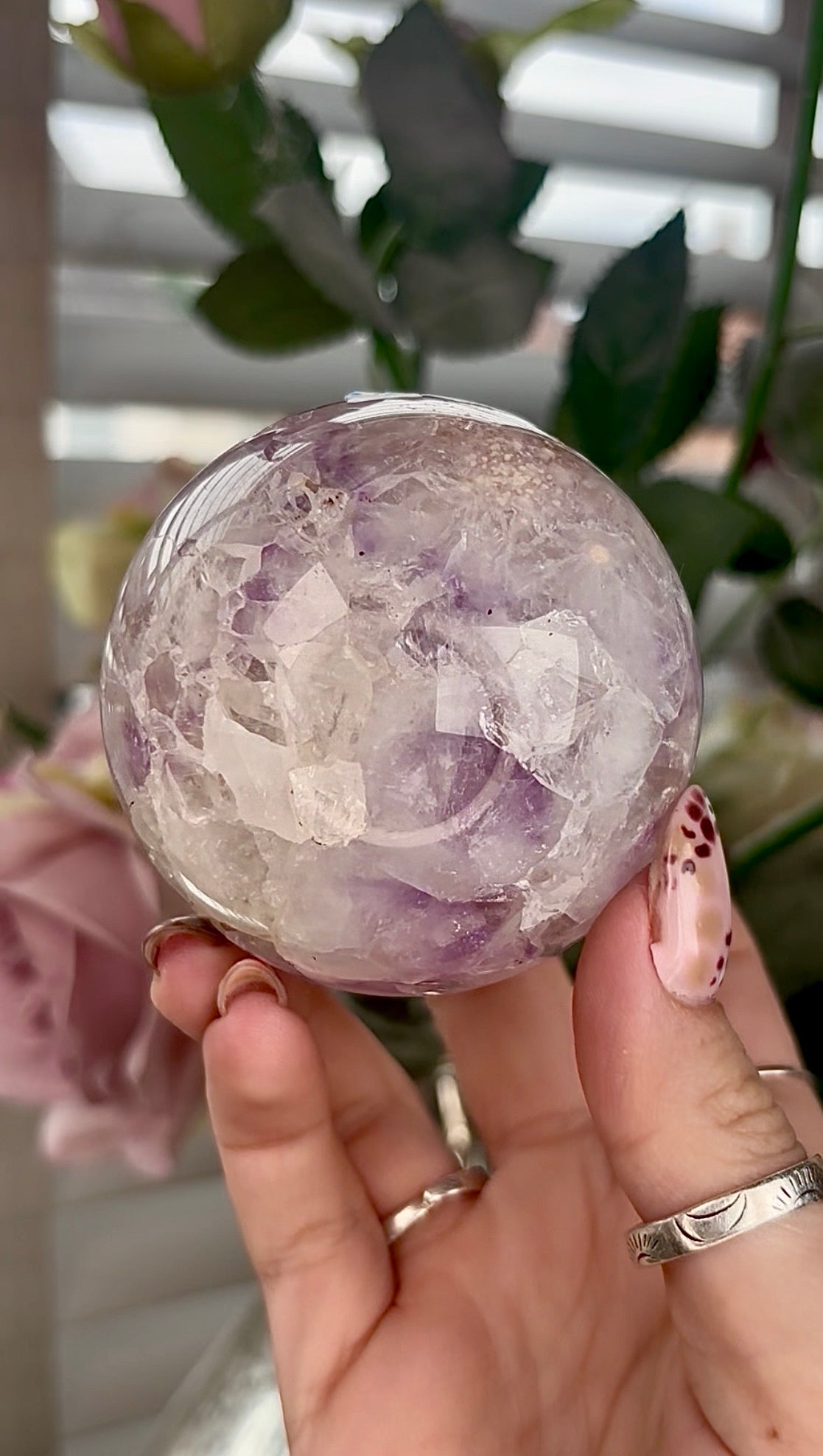 Amethyst Flower agate sphere 410g
