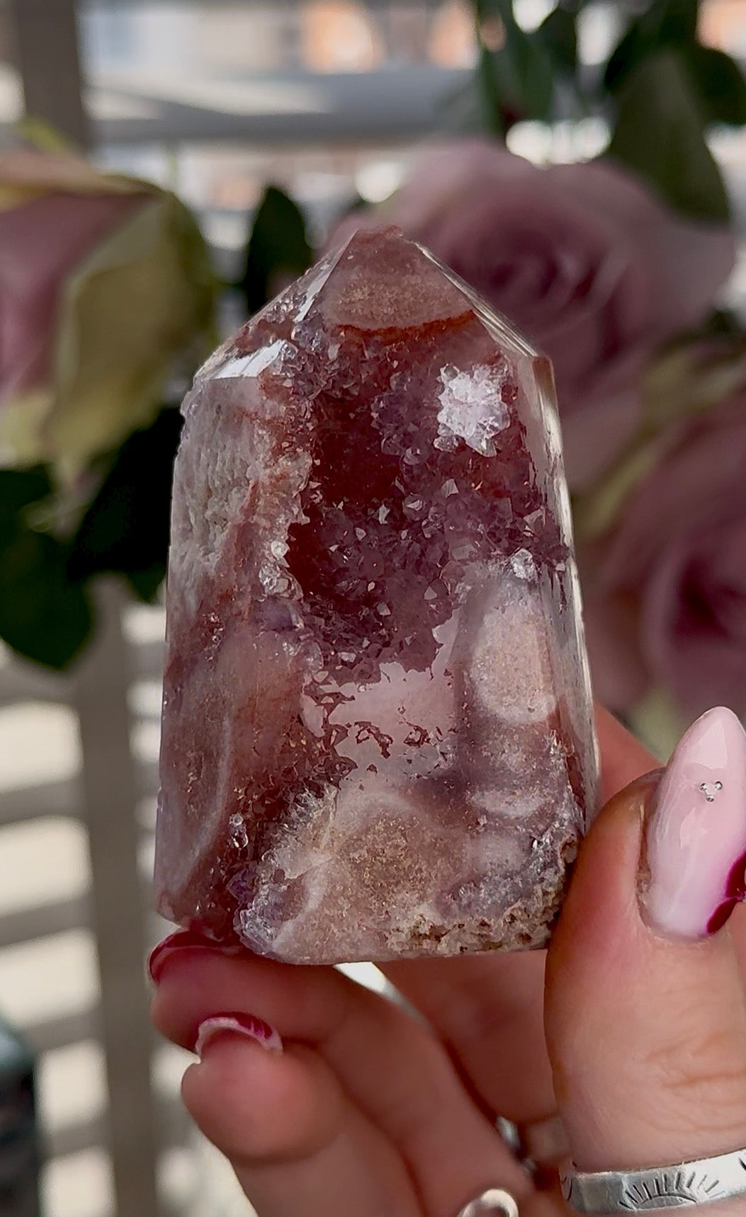 Hq High quality Pink amethyst tower