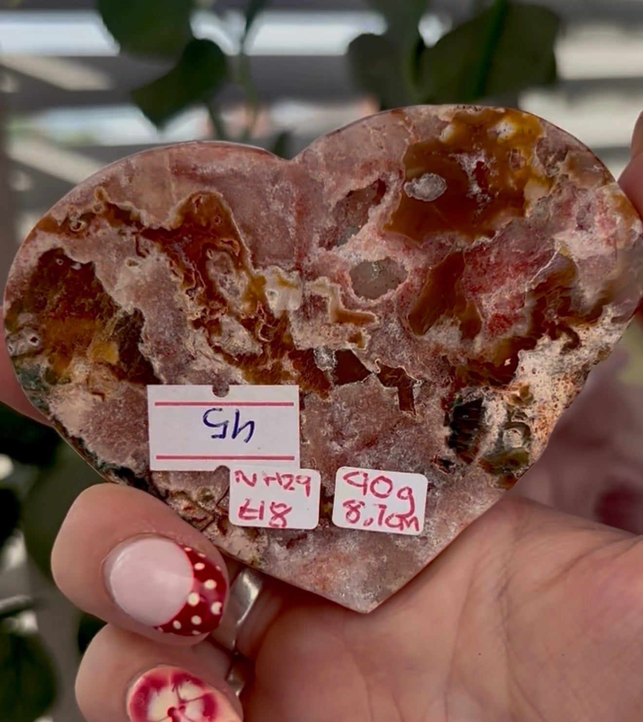 pink amethyst heart - comes with stand 8.6cm