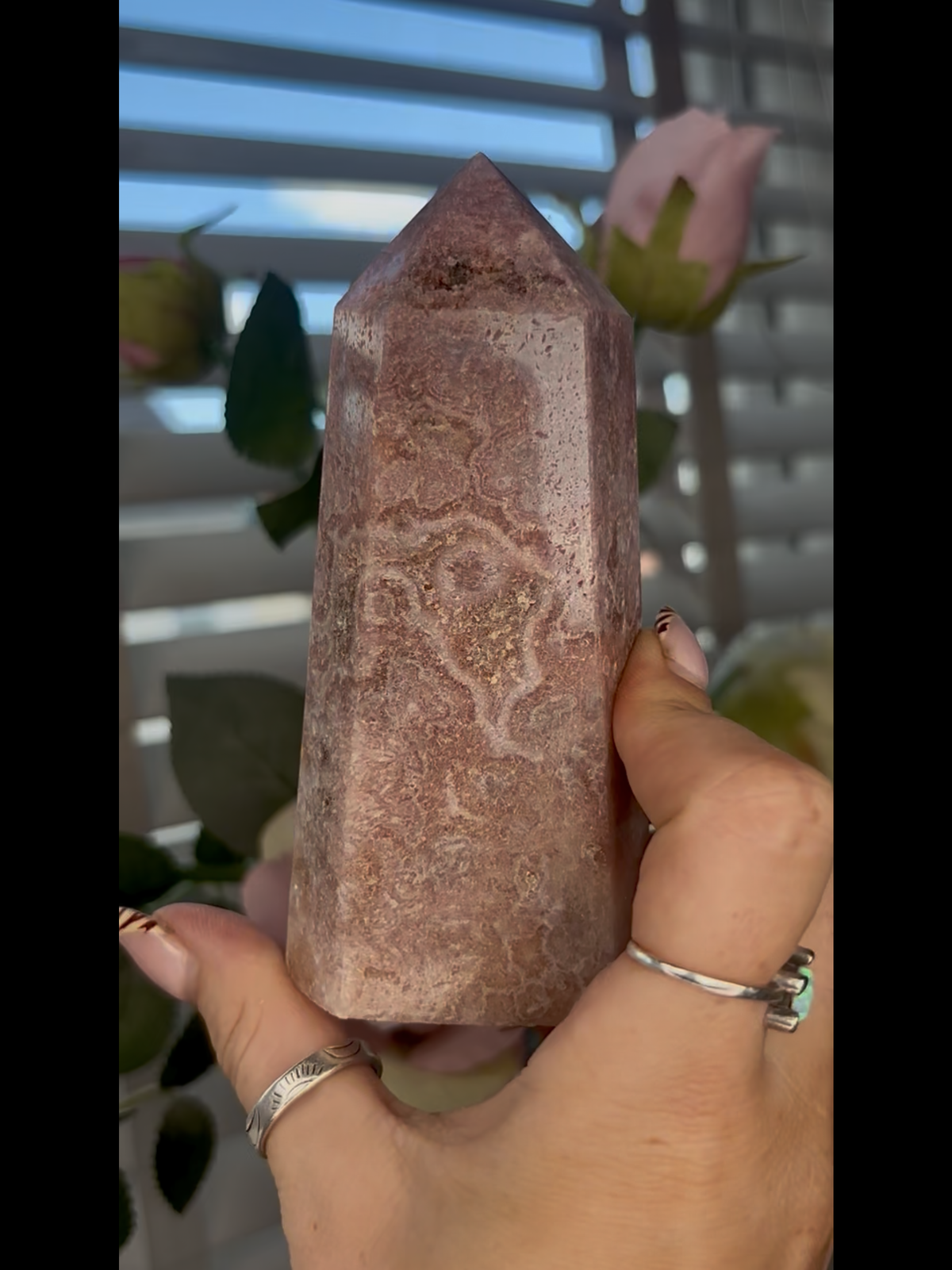 Beautiful, Pink amethyst tower 12.3cm(h)5.6cm (w) 365g