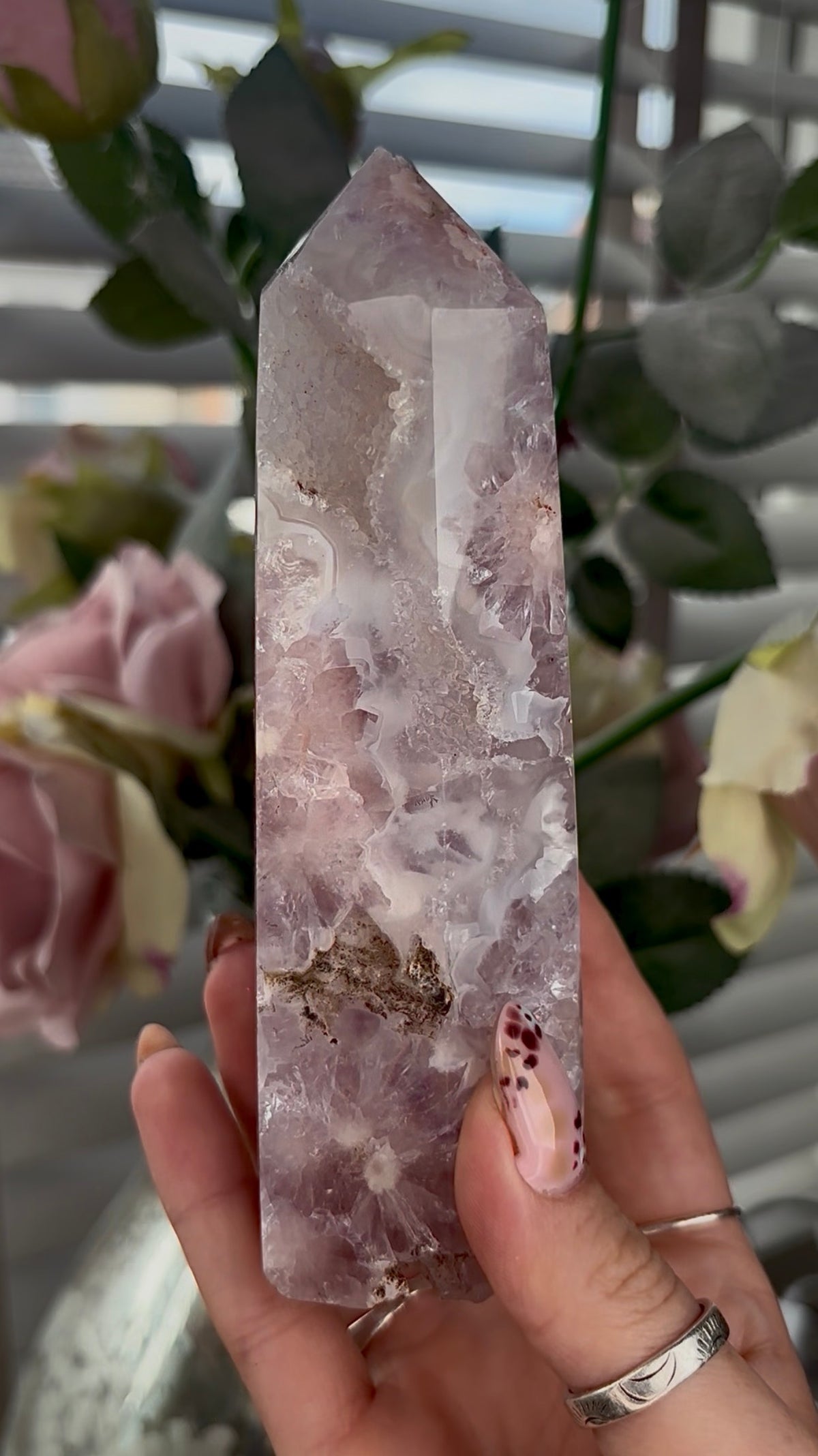 High grade, Amethyst Flower agate tower