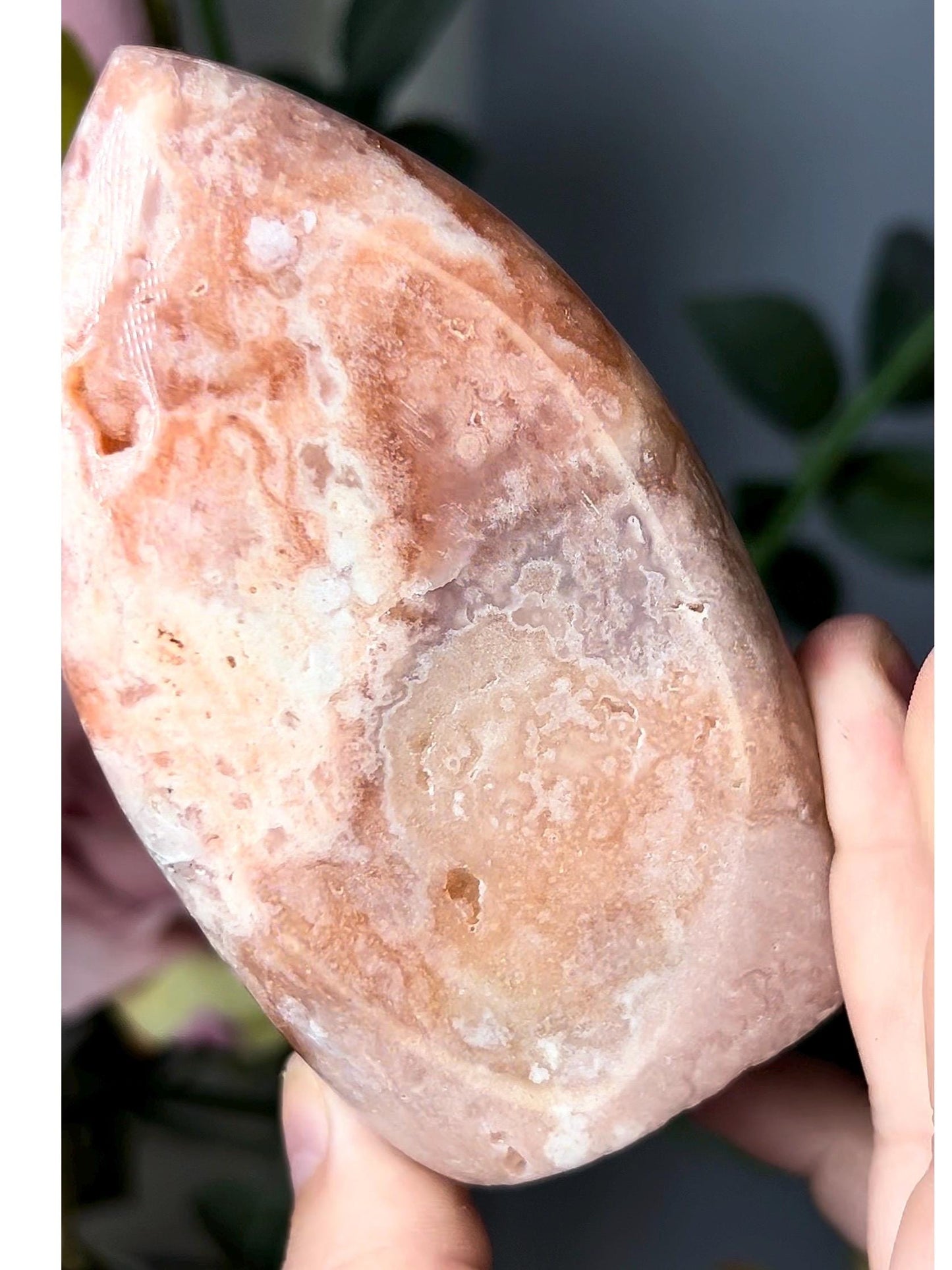 High grade, pink amethyst flame in pastel tones and sugar druzy