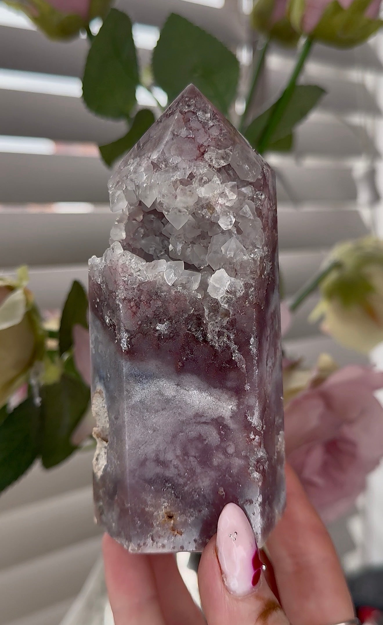 High quality Pink amethyst tower 12.5(h) 5.5cm(w)