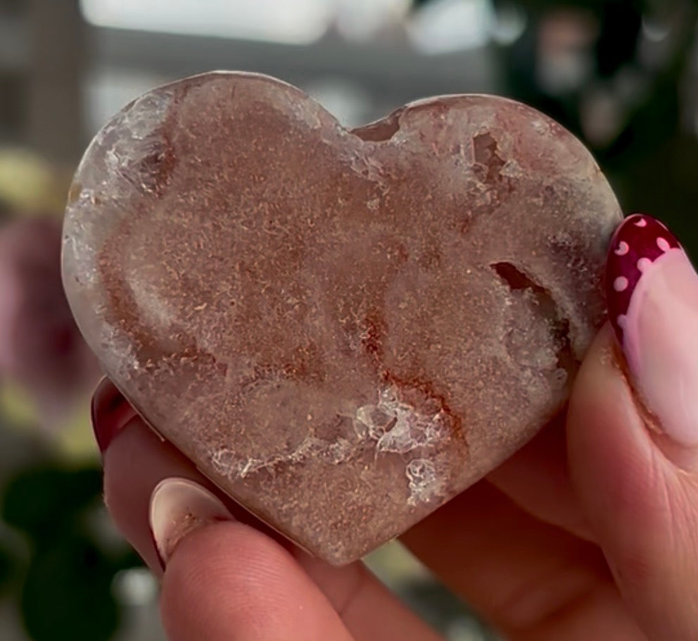 mini pink amethyst heart  - comes with stand