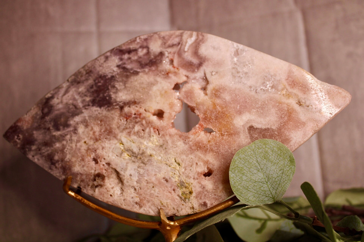 Druzy, pink amethyst eye on stand from brazil