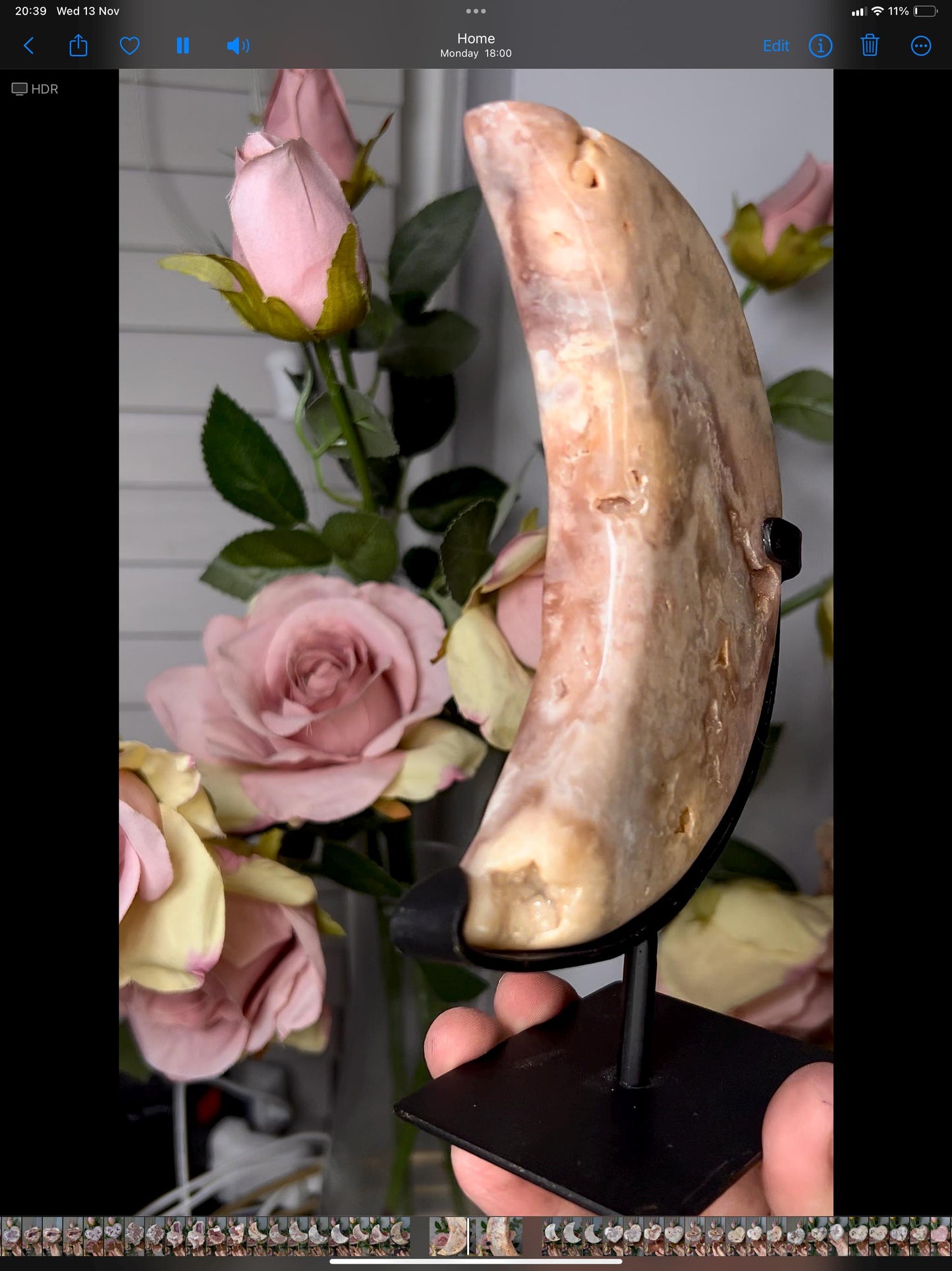 High grade, pink amethyst moon in beautiful pastel tones