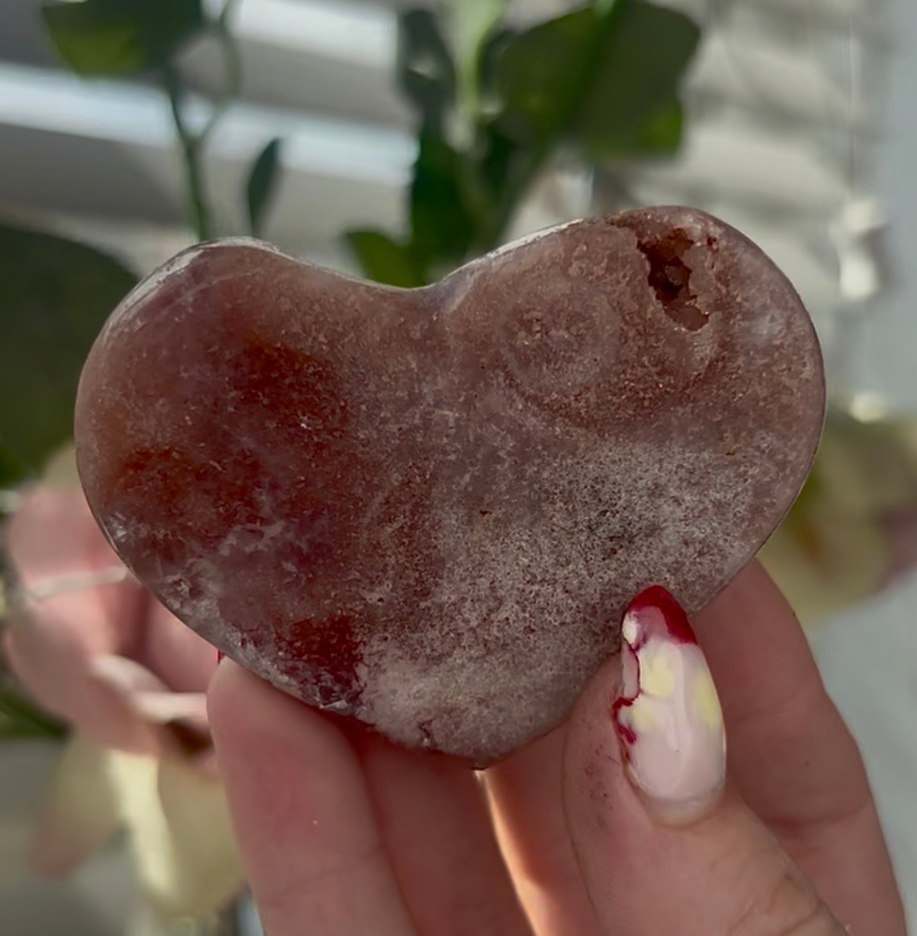 Mini pink amethyst heart - comes with stand