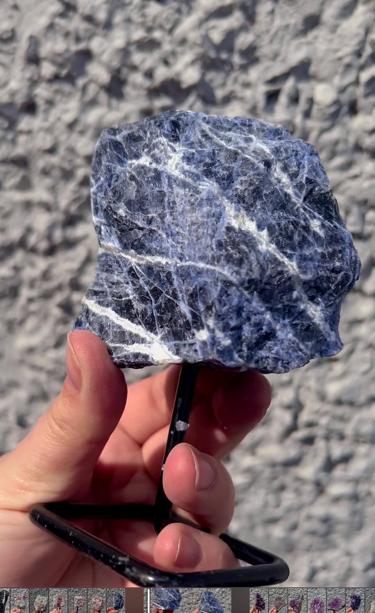 Rough Blue sodalite on stand