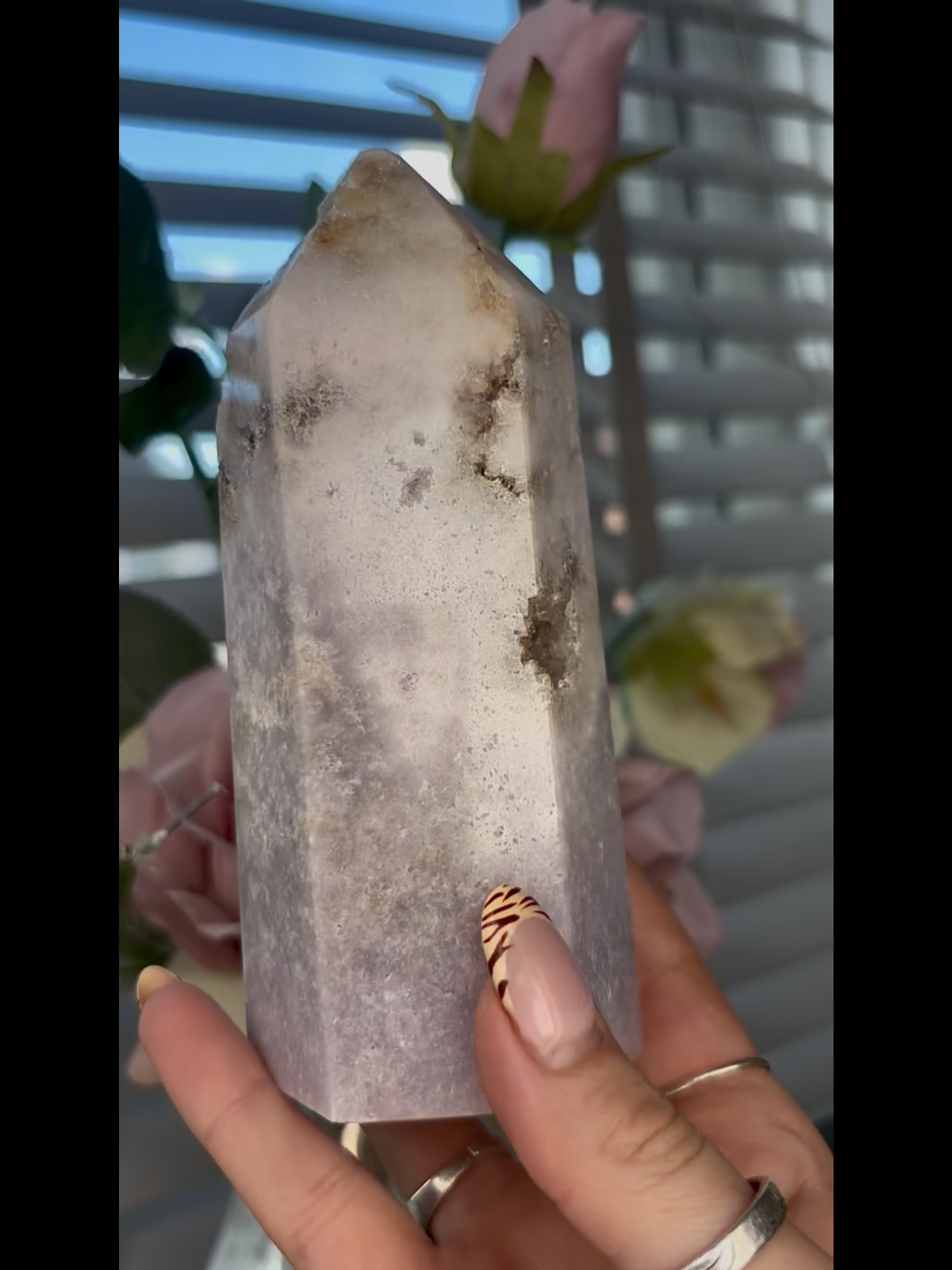 Beautiful,Pink amethyst tower 535g