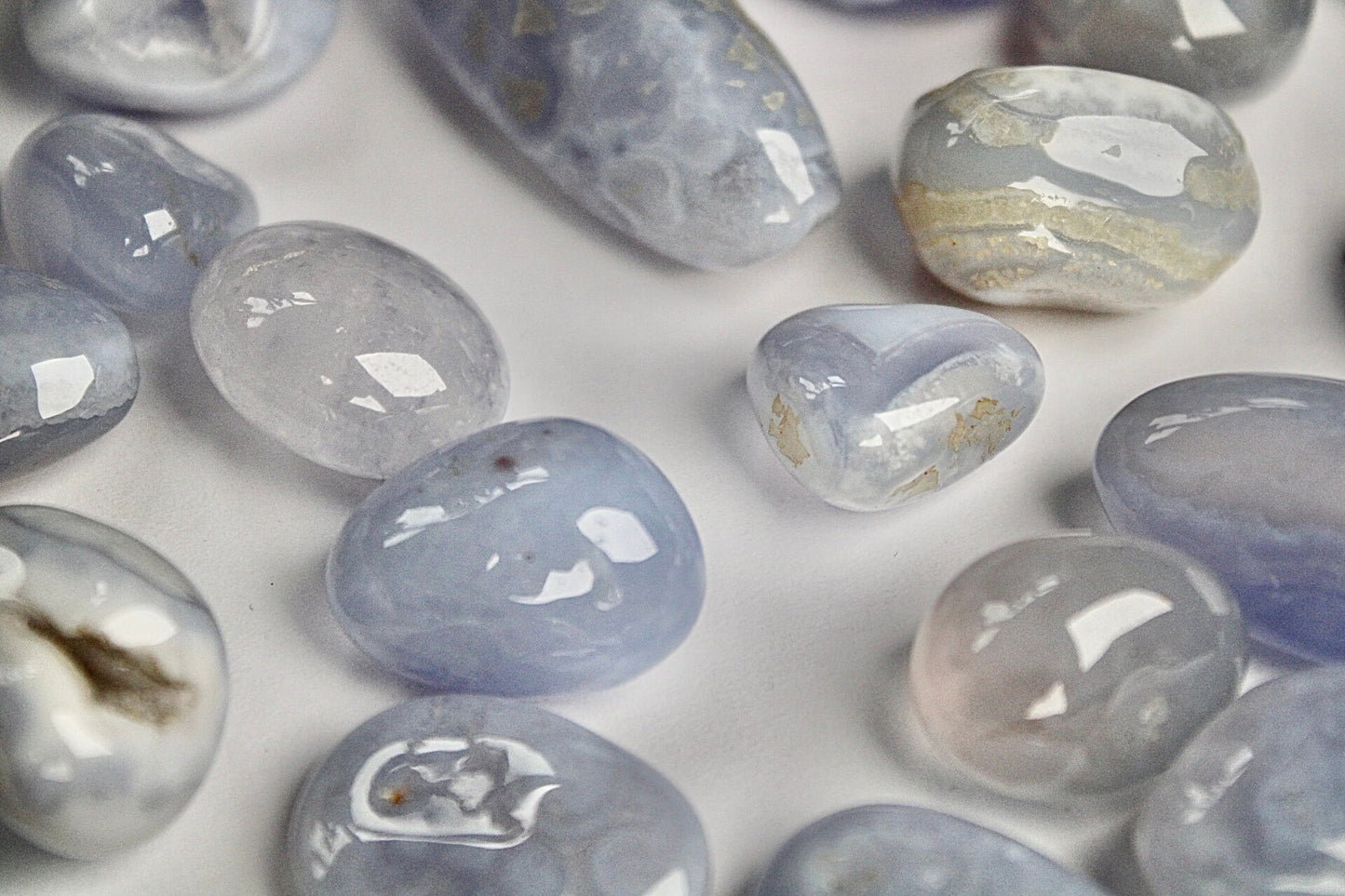 Blue lace agate tumble stone