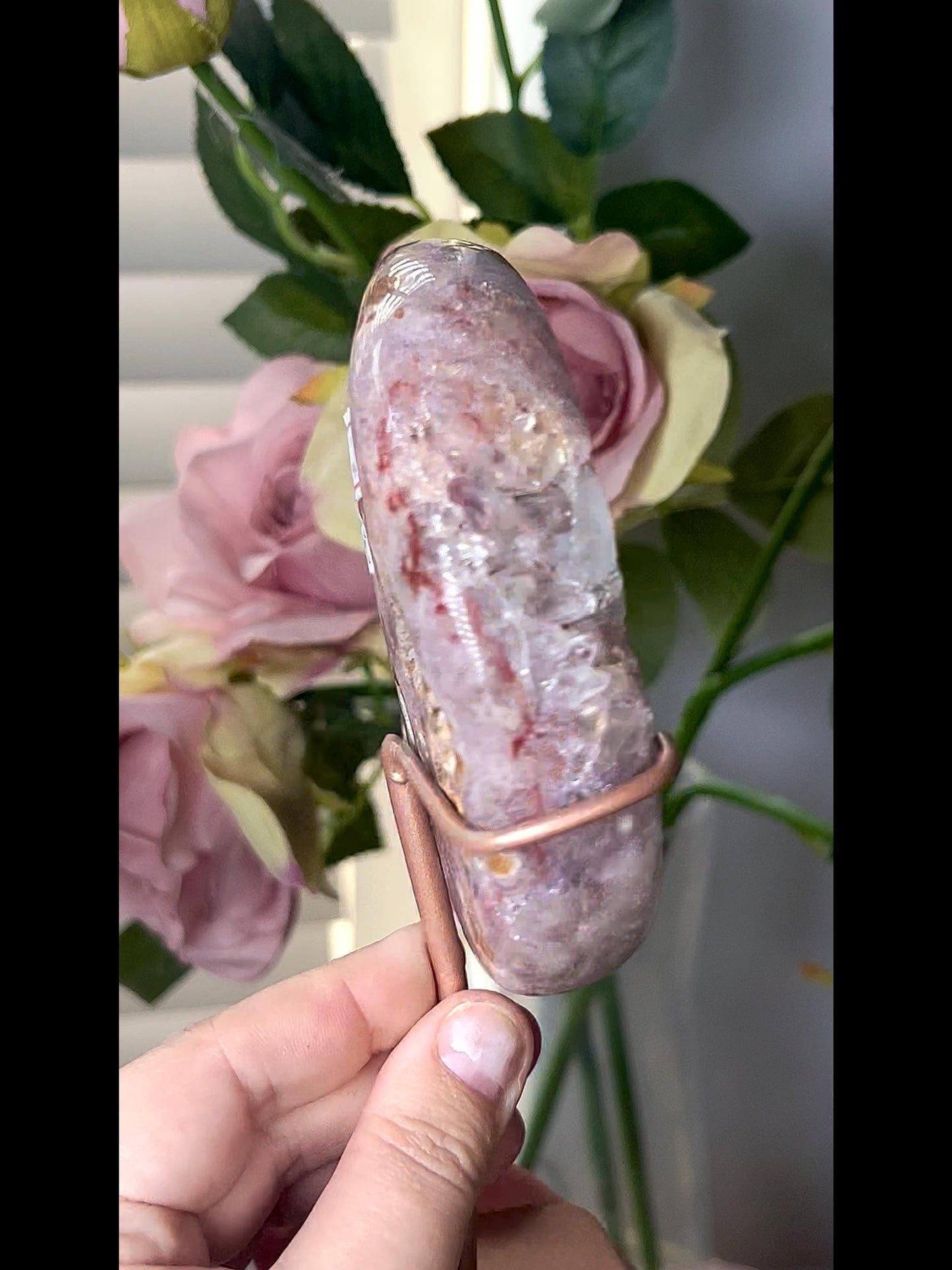 High grade, pink amethyst moon with purple quartz druze 400g