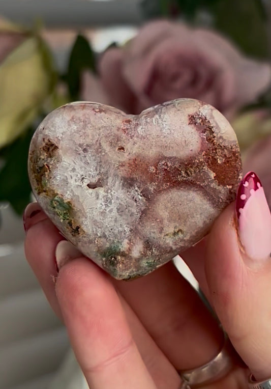 Mini pink amethyst heart - comes with stand