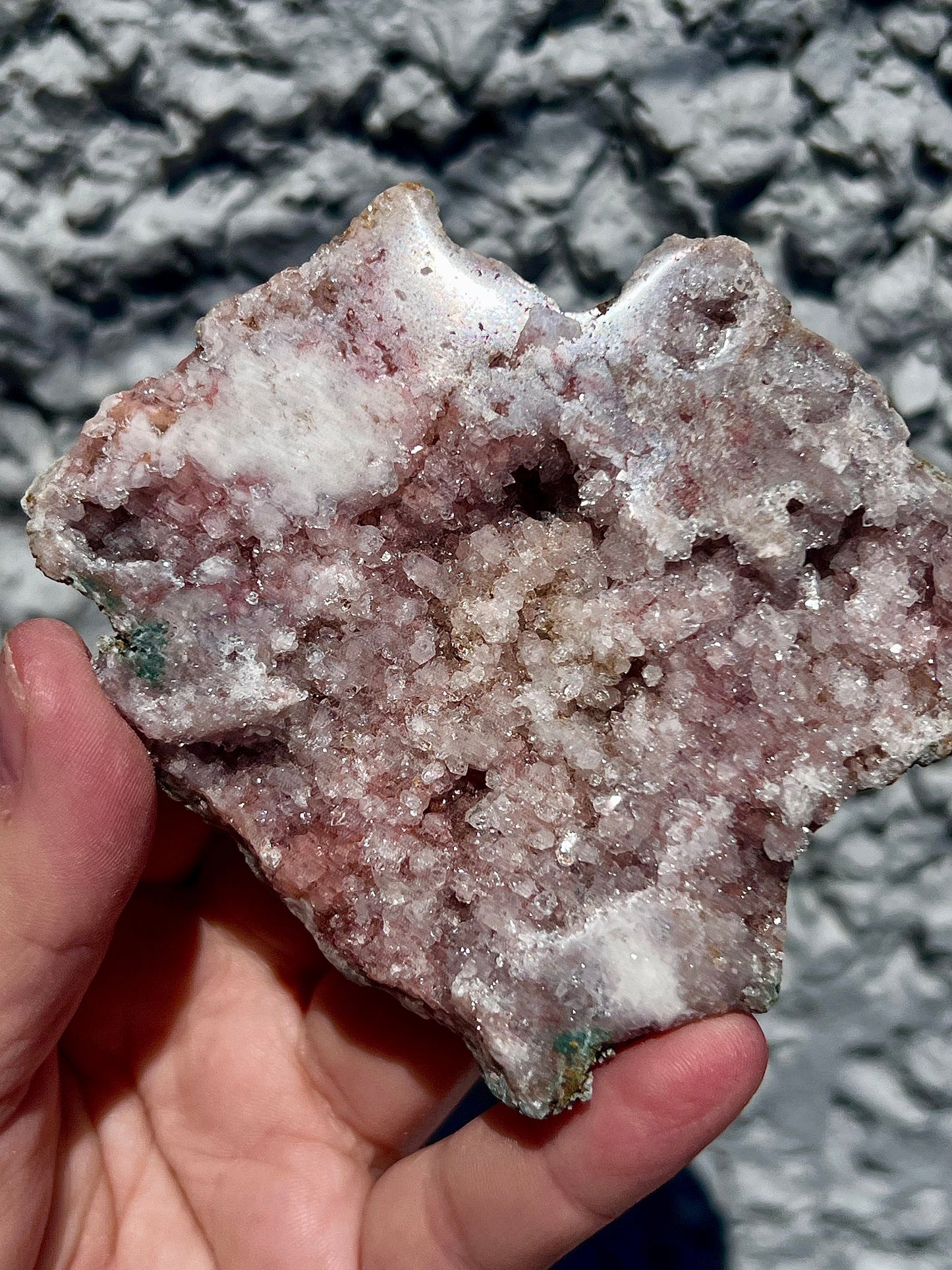 high quality, super druzy, pink amethyst geode, slab