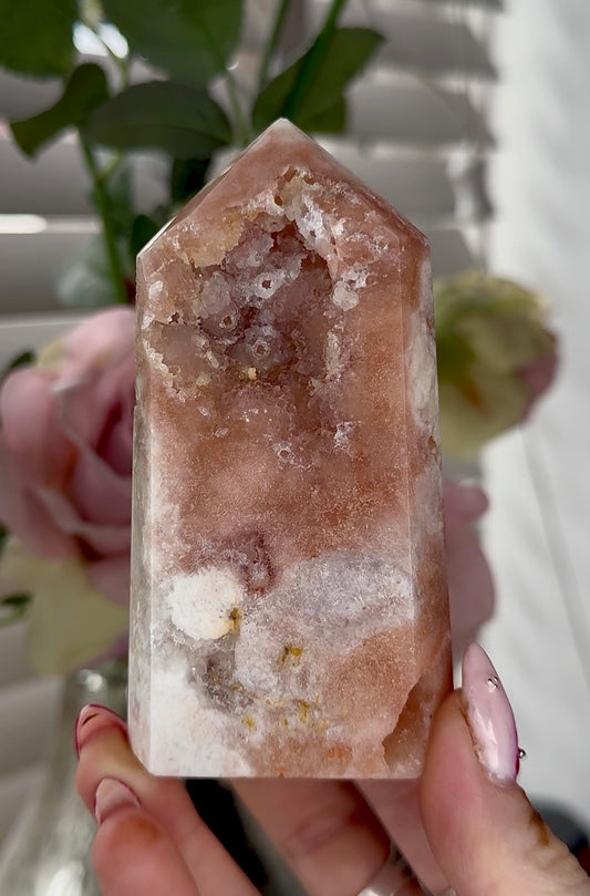 Pink amethyst tower 10cm(h) 5cm(w)