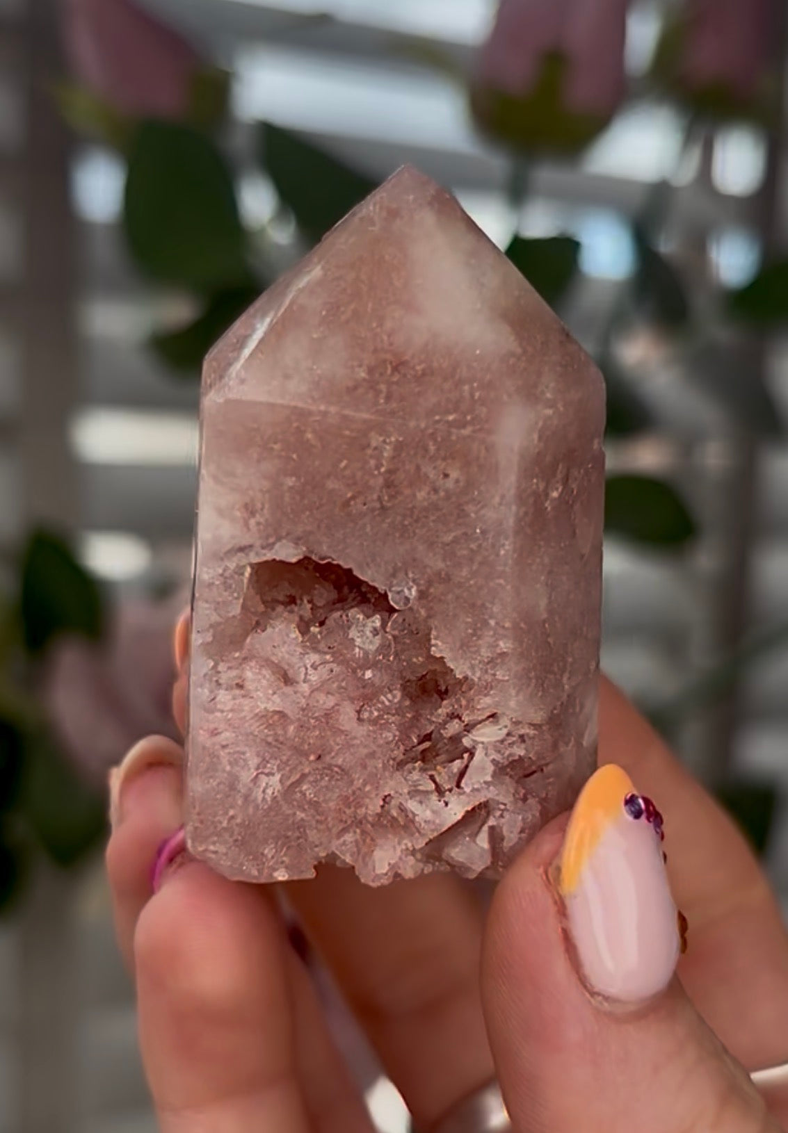 Mini, Beautiful, Pink amethyst tower