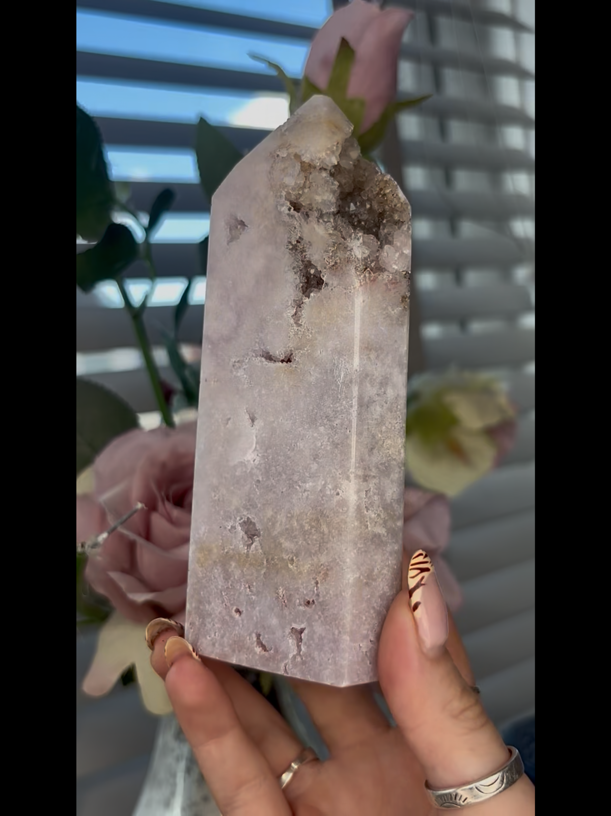 Beautiful,Pink amethyst tower 535g