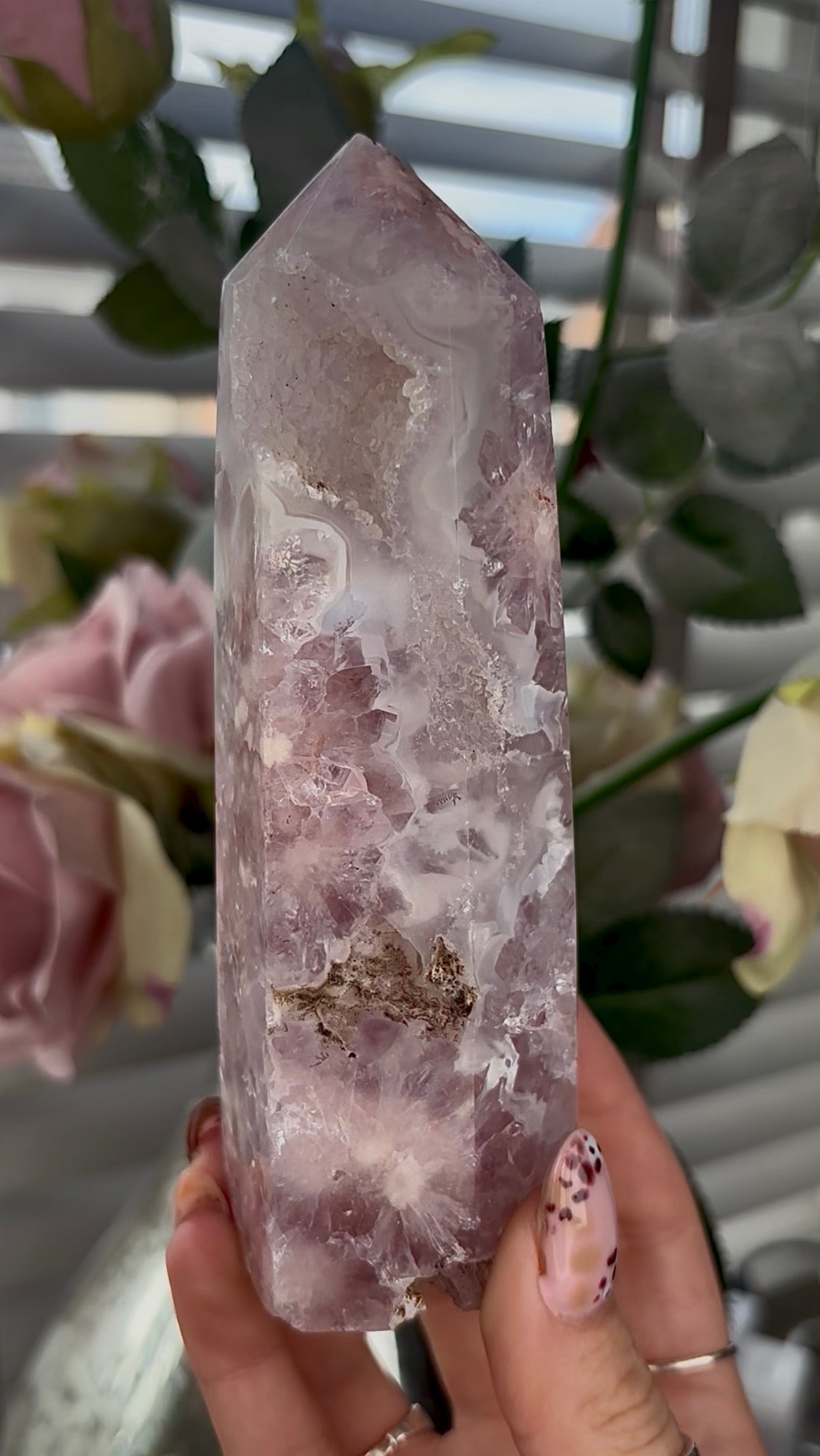 High grade, Amethyst Flower agate tower