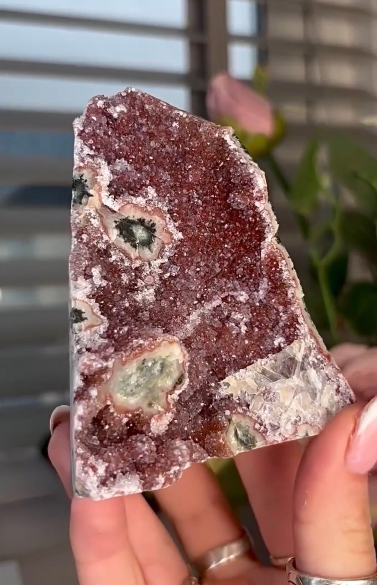 High quality, red rainbow amethyst cutbase