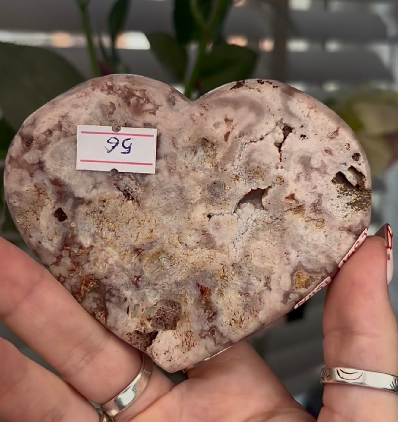 Druzy pink amethyst heart - comes with stand (10cm)
