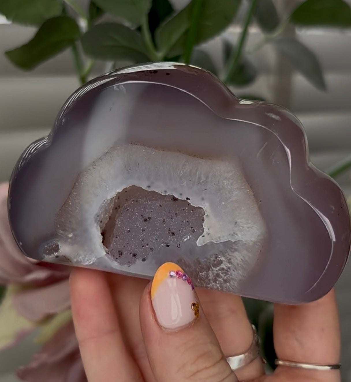 Beautiful, high grade, agate cloud with druzy
