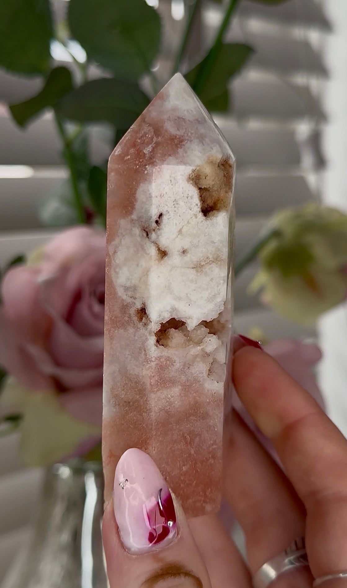 Pink amethyst tower 10cm(h) 5cm(w)